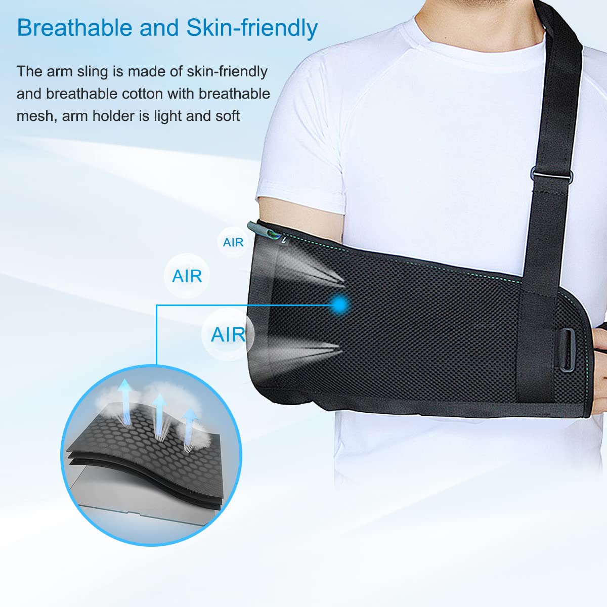 Shoulder Sling with Back Belt - Adjustable Arm Support for Shoulder, Elbow & Wrist Injuries - Lightweight Shoulder Immobilizer for Men & Women (Left/Right Arm, Size S) - Ideal for Post-Surgery Recovery & Rotator Cuff Support