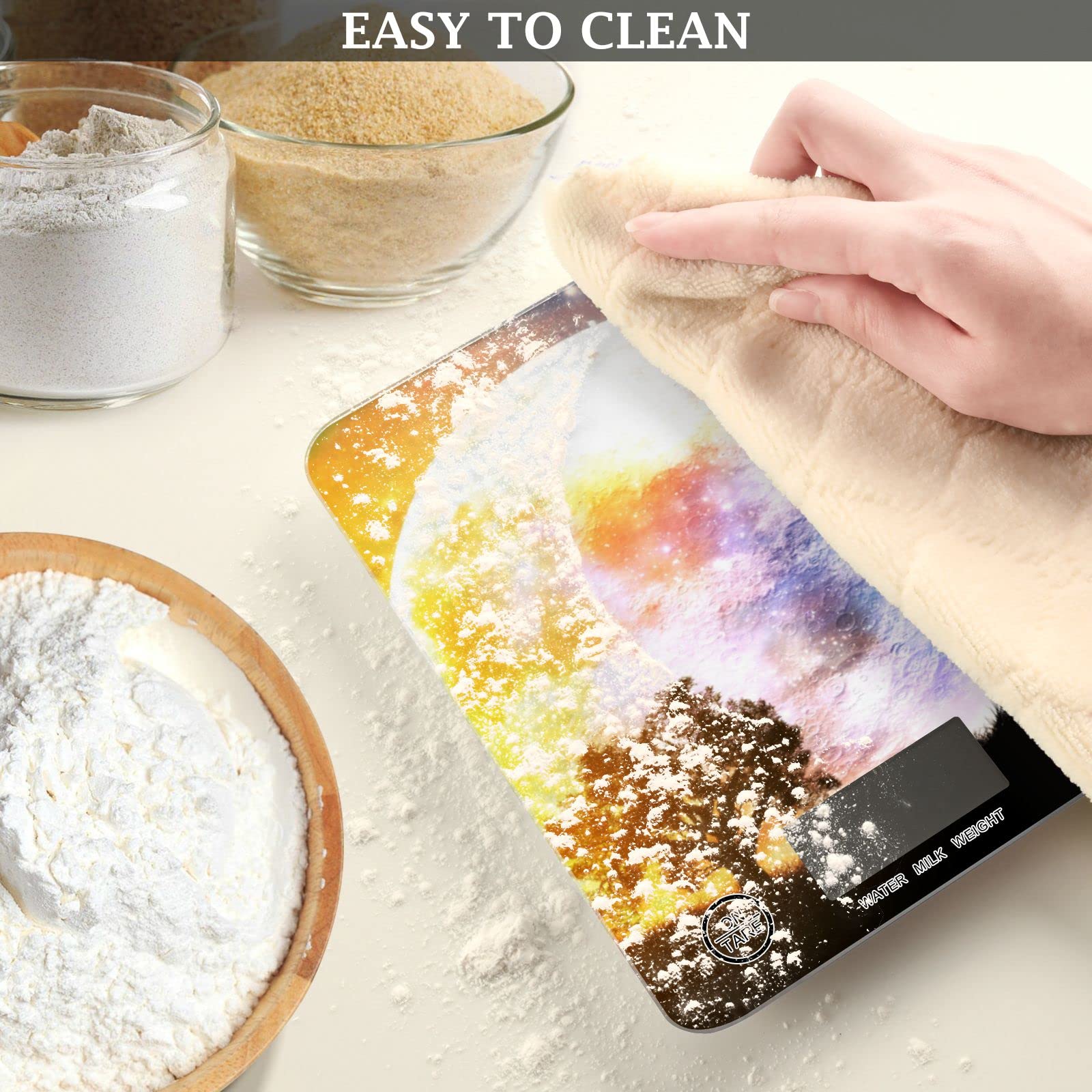 **Moon Starry Sky Digital Kitchen Scale - Waterproof Food Scale with Ounces & Grams for Weight Loss, Baking, Cooking - Perfect for Meal Prep, Portion Control & Healthy Eating**