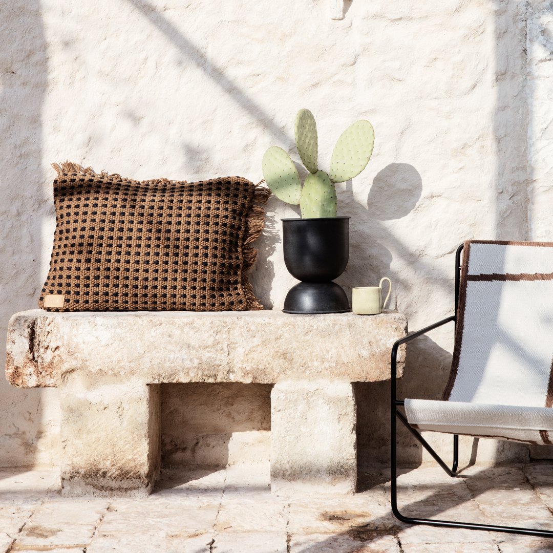 Ferm Living Hourglass Pot - Modern Ceramic Planter for Succulents & Small Plants - Perfect for Home, Office & Indoor Decor