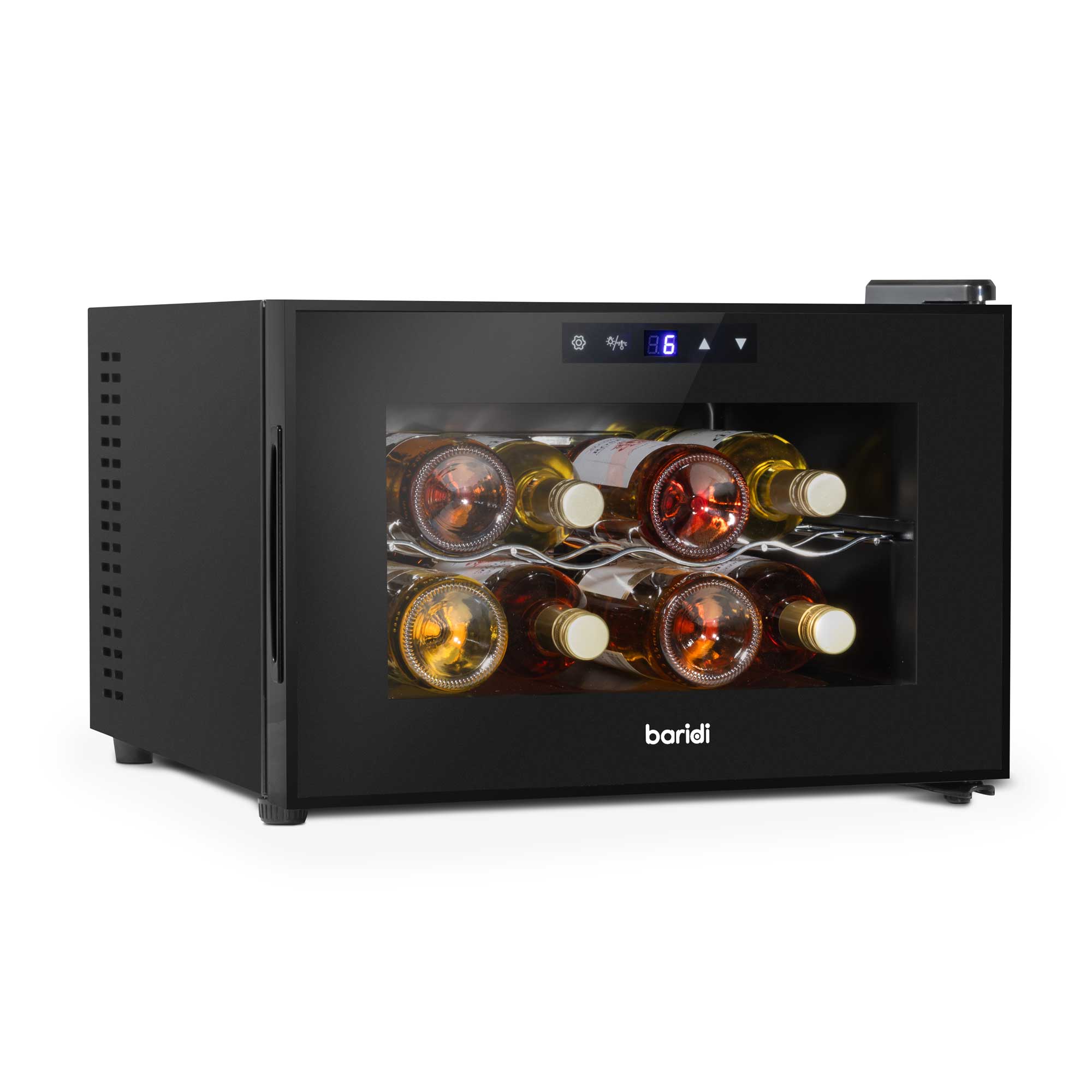 Baridi 8 Bottle Thermoelectric Wine Cooler - Adjustable Temperature 5-18°C, Touch Control, Compact Tabletop Design - Perfect for Home, Office, or Restaurant Wine Storage