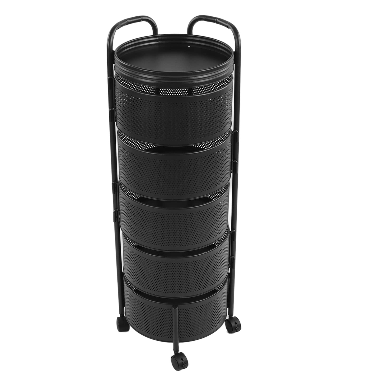 5-Tier Rotating Kitchen Storage Shelf with Wheels - Swivel Vegetable & Spice Organizer for Pantry, Living Room, Bathroom | Space-Saving Home Organization Solution for Small Spaces