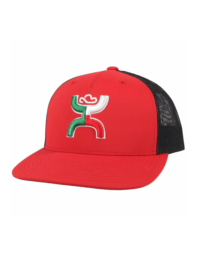 Hooey 2118T RDBK BOQUILLAS Mid Profile Snapback Trucker Hat - Black & Red Adjustable Cap for Men & Women - Perfect for Outdoor Activities, Fishing, Hunting, and Casual Wear