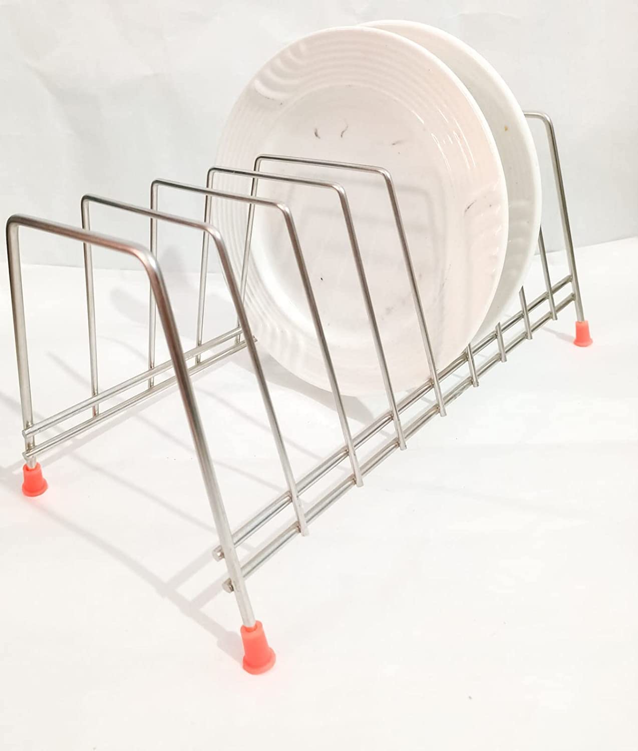 Namani Stainless Steel 9-Section Plate Rack Stand | Thali Rack | Dish Drying Rack | Kitchen Organizer | Space-Saving Utensil Holder for Dining Table & Countertop - Perfect for Indian Thali, Party Serving & Small Kitchen Storage (Pack of 1)
