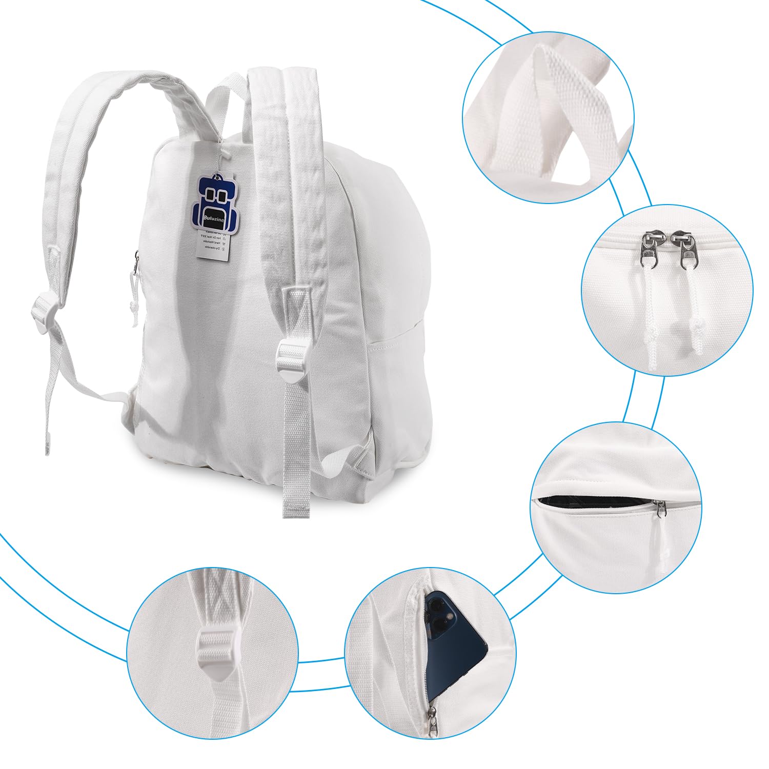DIY White Canvas Backpack - Large Unisex Casual Daypack & Laptop Satchel for School, Travel & Work | Durable & Stylish