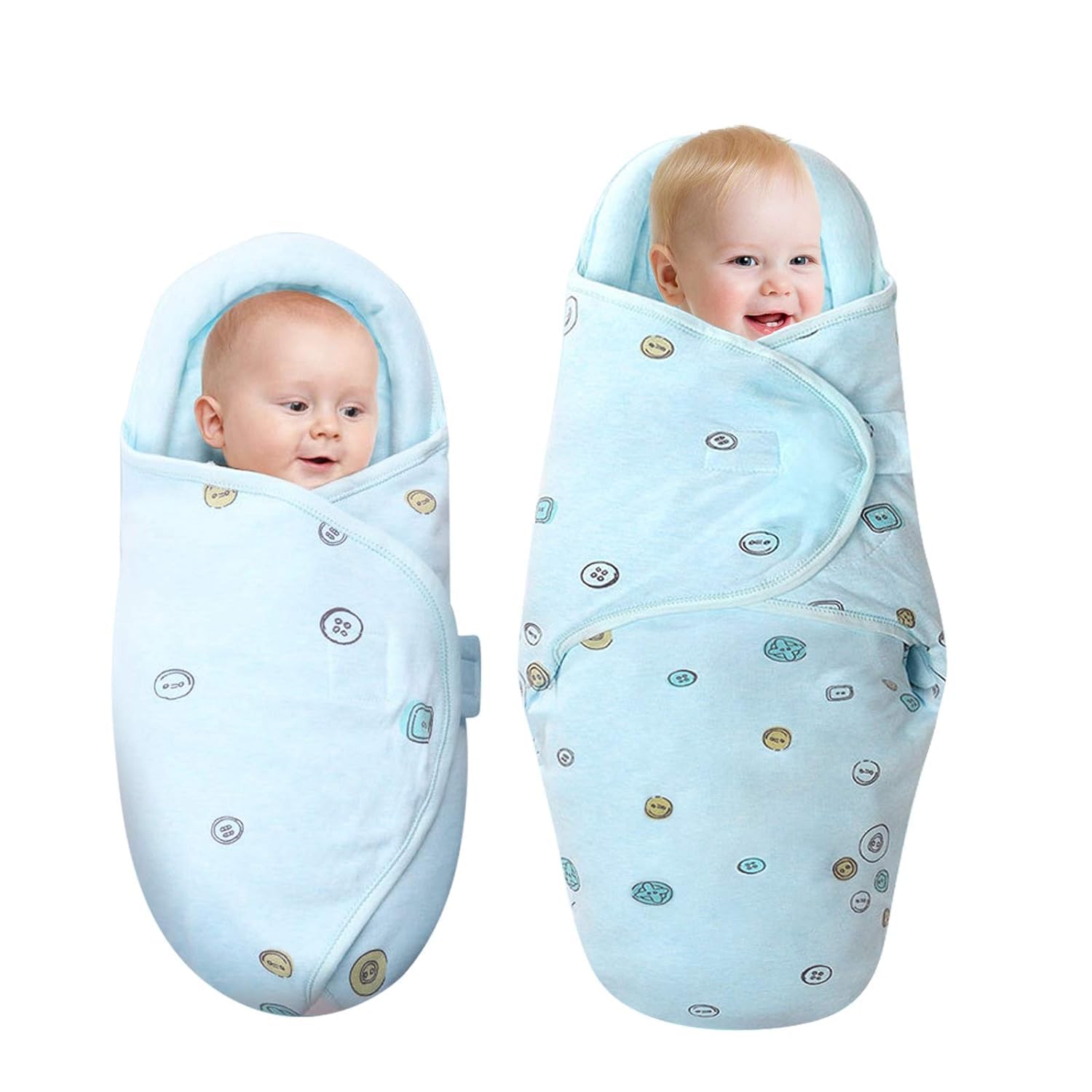 Knirose Baby Swaddle Blankets - Soft Unisex Newborn Swaddle Wrap for Boys & Girls 0-6 Months | Breathable Combed Cotton Wearable Sleep Sack with Secure Buttons (Blue) | Perfect for Nursery, Naptime & Swaddling Comfort