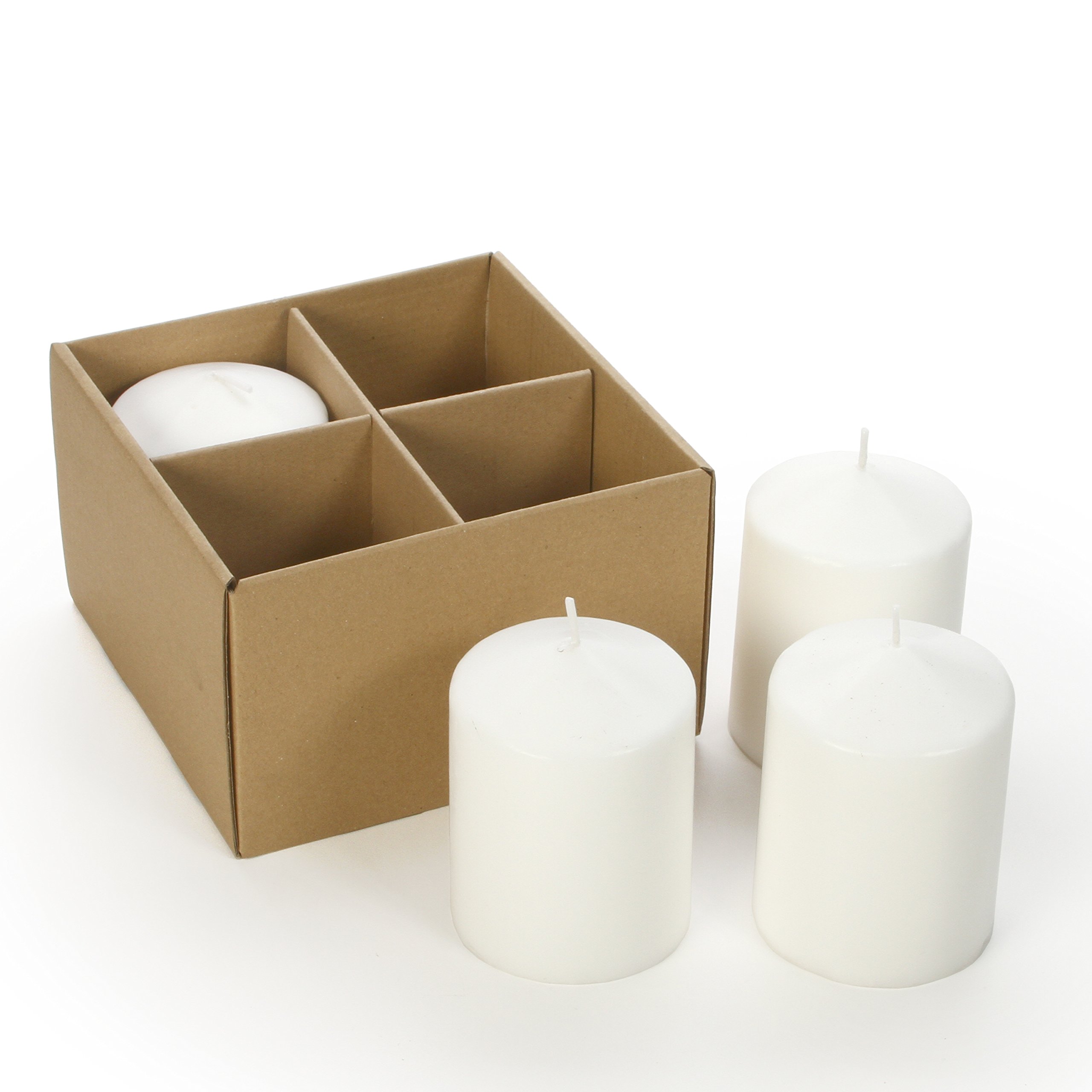 Hosley 4 Inch White Unscented Pillar Candles - Set of 4 for Wedding Decor, Emergency Lighting, Spa Relaxation, Aromatherapy, Party Centerpieces & Reiki Healing - Perfect for Home Decor, Romantic Dinners & Candlelit Gardens