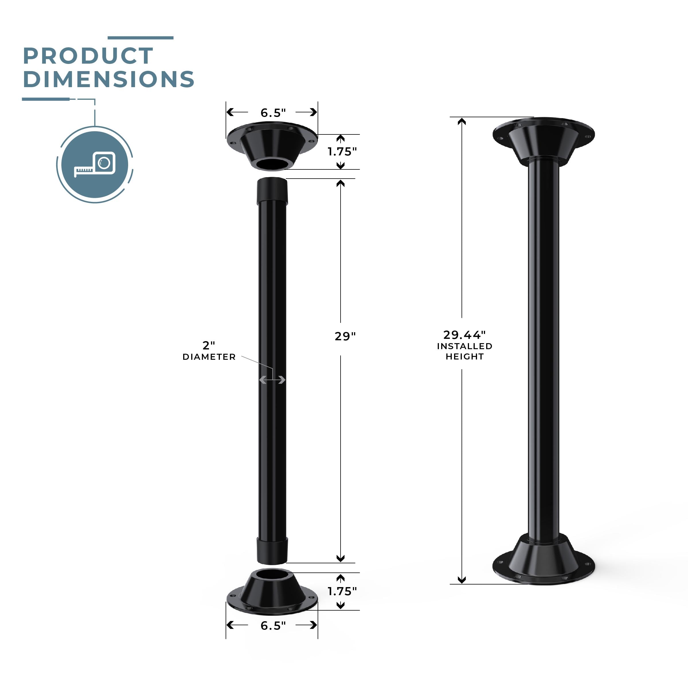 Manufacturers' Select ITC RV or Boat Table Leg System - 2 Complete SurFit 29