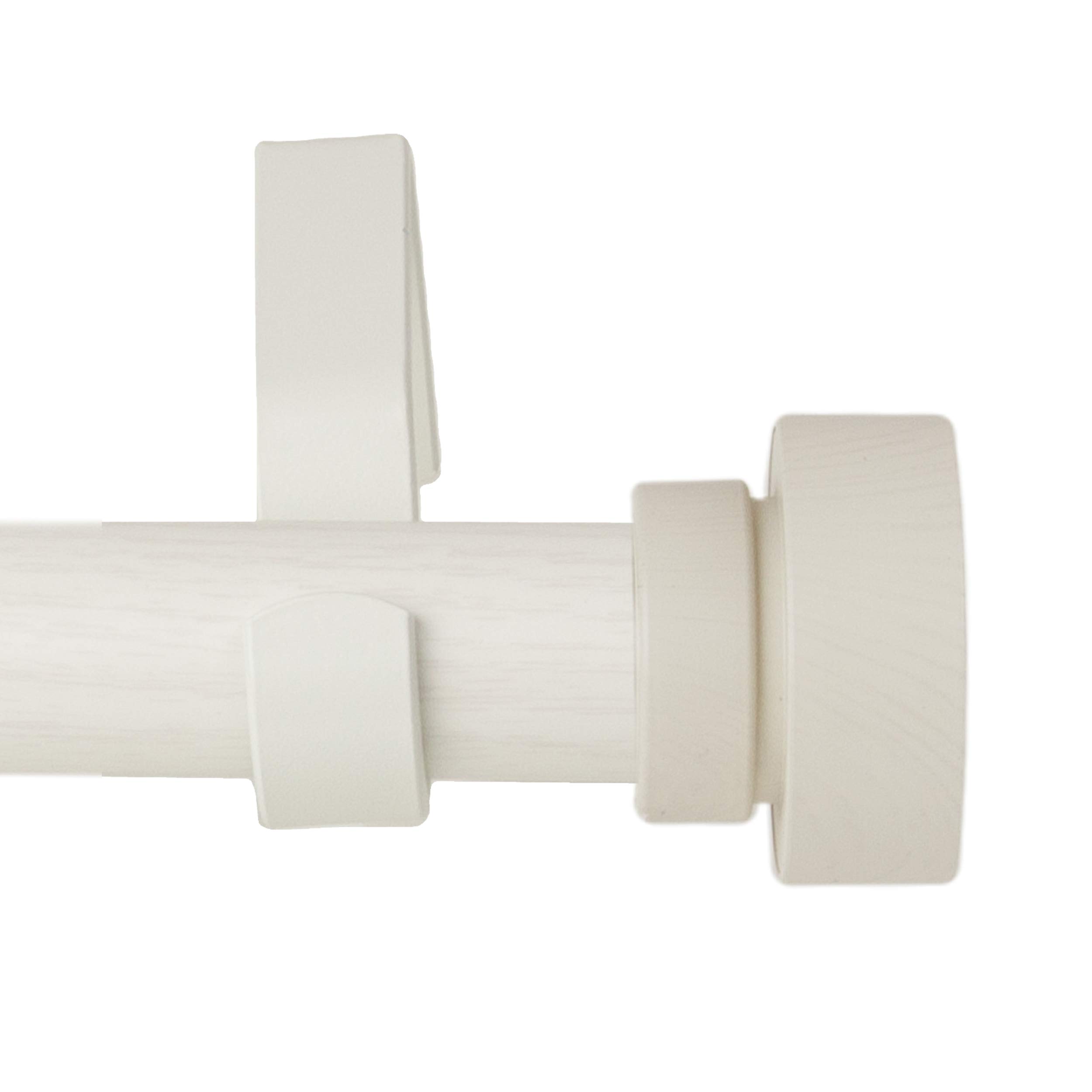 Rod Desyne 1 Inch Bonnet Faux Wood Single Curtain Rod - Adjustable 66 to 120 Inches - Pearl White Finish - Perfect for Living Room, Bedroom & Window Treatments