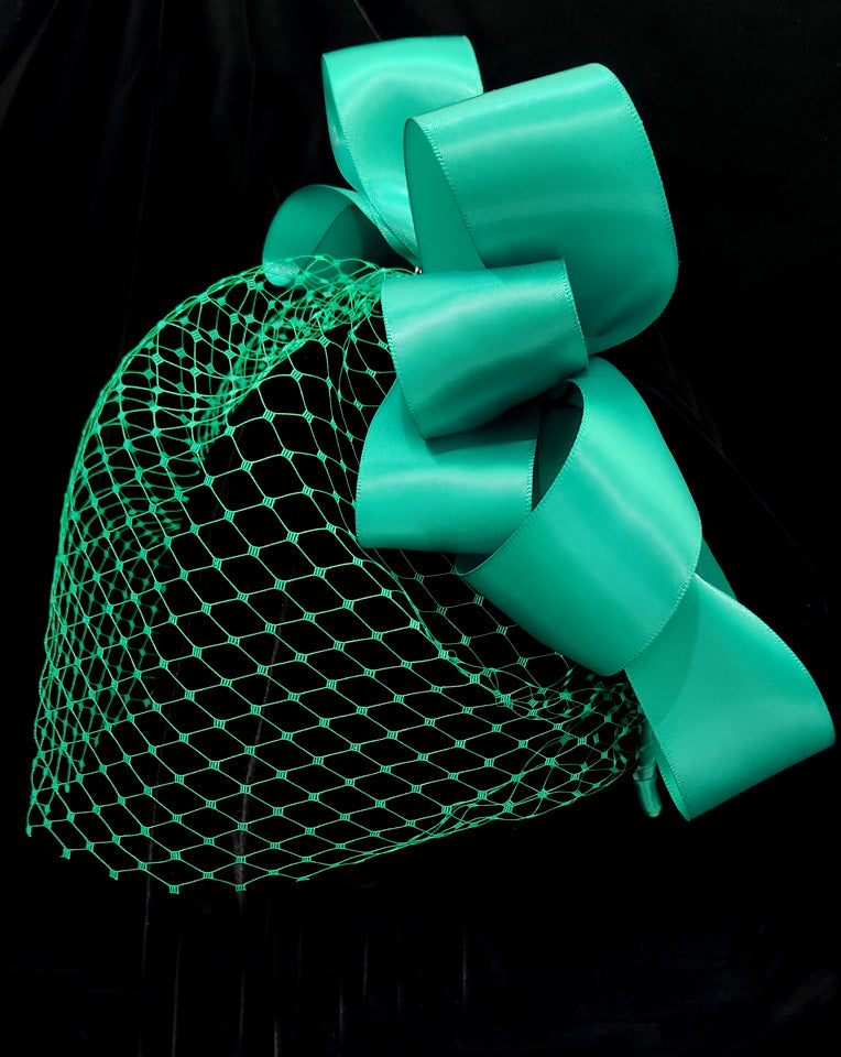 Race Day Fascinator Headband - Elegant Ribbon Bows with Birdcage Veil by Molly at Kezani | Perfect for Kentucky Derby, Weddings & Special Events