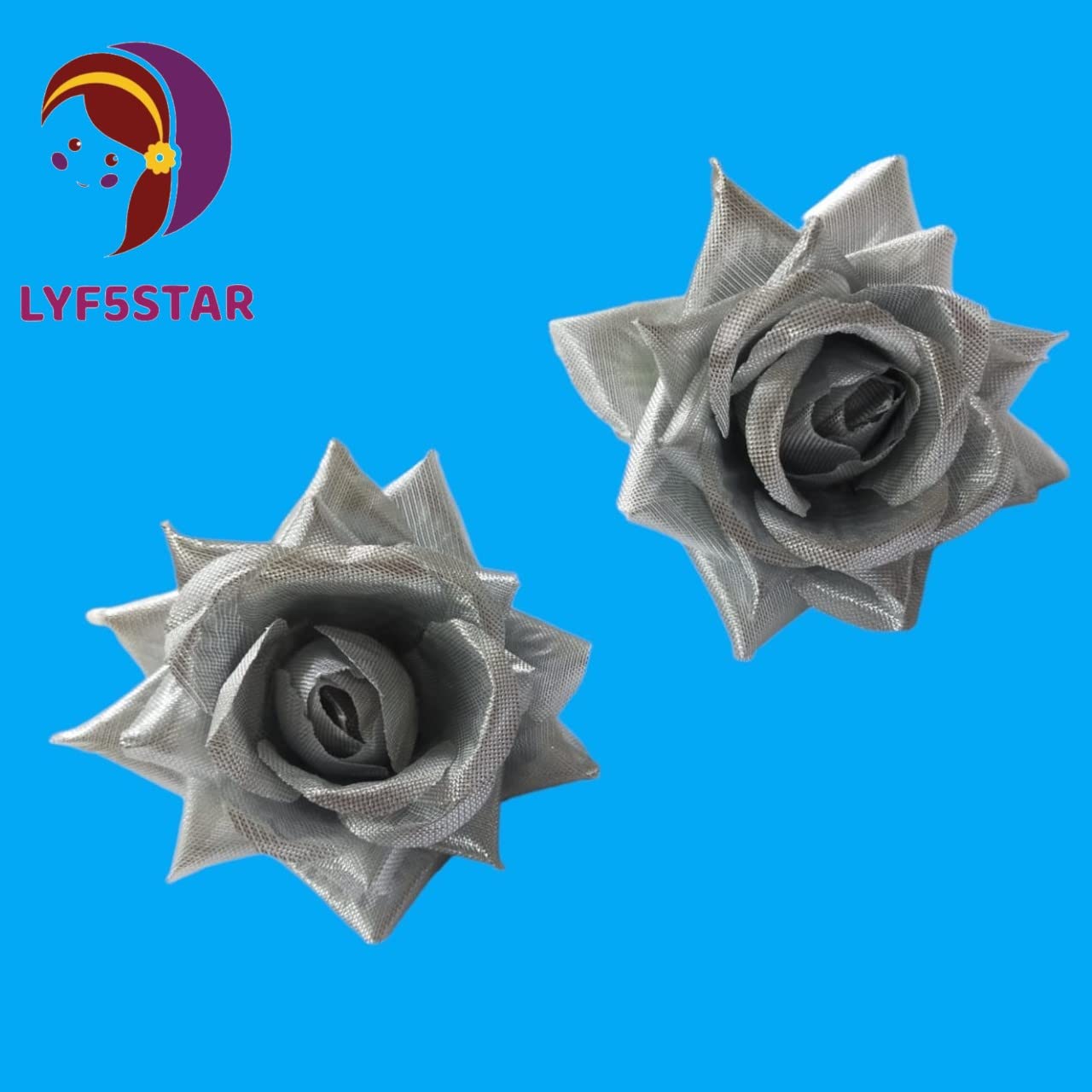 LYF5STAR Handmade Silver Rose Floral Juda Pin for Women | Elegant Bridal Hair Accessories | Traditional Indian Wedding Hair Jewelry for Women & Girls | Pack of 2 | Perfect for Weddings, Festivals & Special Occasions