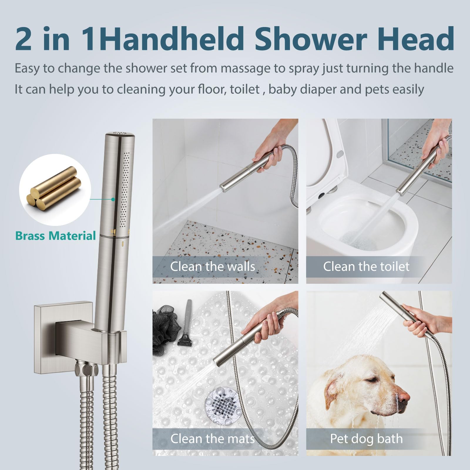 Aolemi Brushed Nickel 12 Inch Ceiling Mount Shower System - High Pressure Rainfall Shower Head & 2-in-1 Handheld Spray Combo with Rough-in Valve | Perfect for Spa-Like Bathroom Experience & Modern Home Renovation