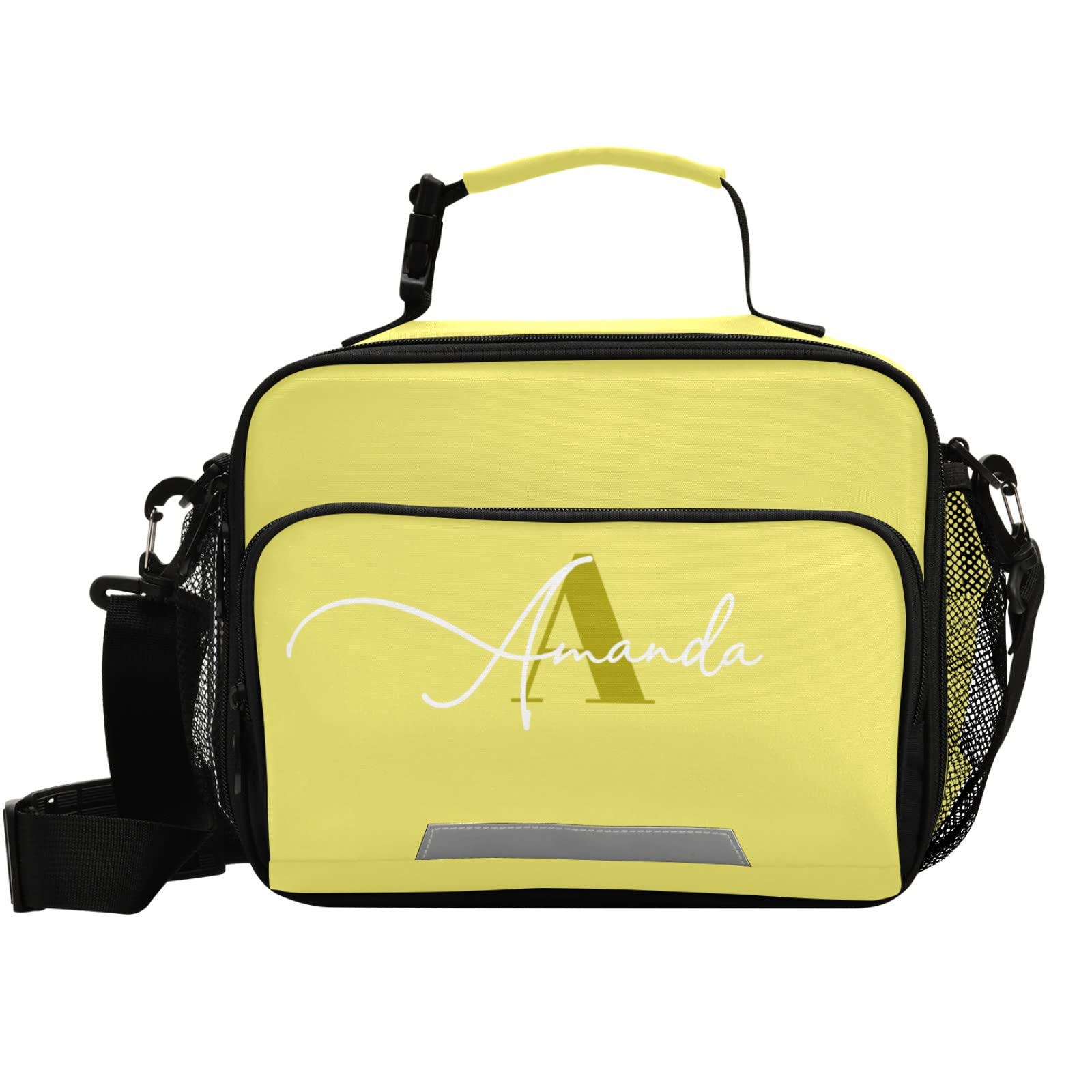 Custom Yellow Insulated Lunch Bag with Adjustable Shoulder Strap - Lightweight Lunch Box for Women, Students - Perfect for Work, School, Picnic & Outdoor Activities
