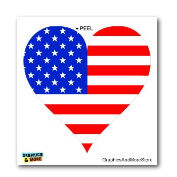 American Flag Heart Stars and Stripes Vinyl Sticker - Patriotic Decal for Windows, Bumpers, Laptops - Perfect for Cars, Laptops, Notebooks & Home Decor