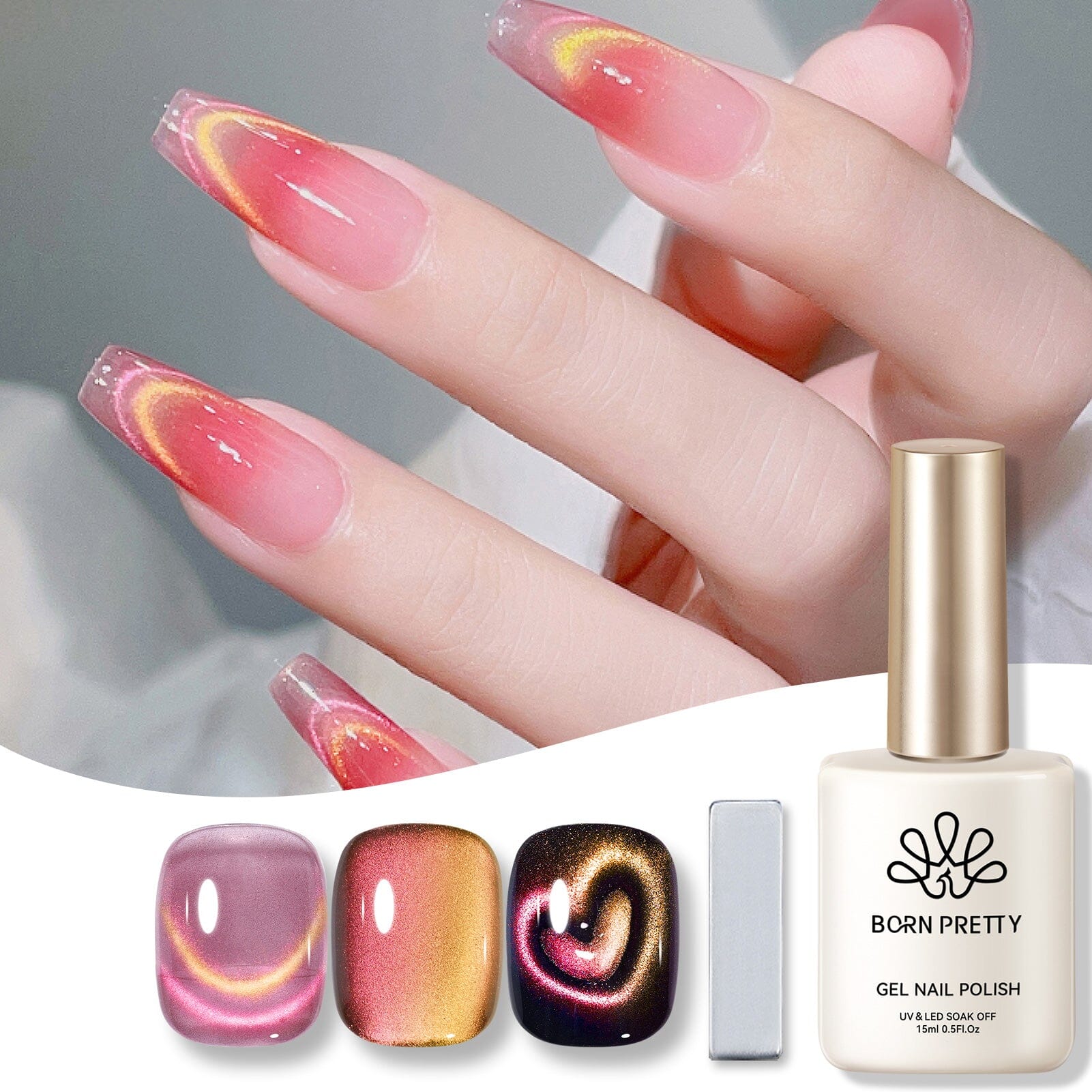Red Glass Cat Magnetic Gel Polish 15ml - Long Lasting Nail Art Polish for Salon & Home Manicures - Perfect for Parties, Weddings & Special Occasions