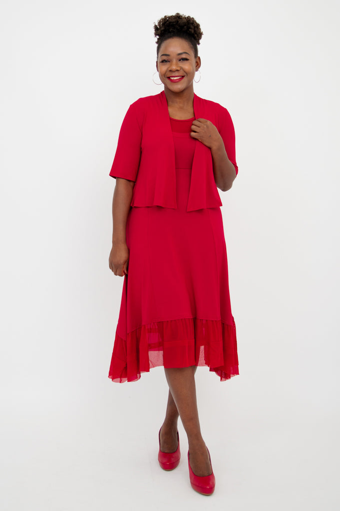 Danube Women's Dress - Red Lipstick Print, Soft Bamboo Fabric - Perfect for Casual Outings, Parties & Summer Wear