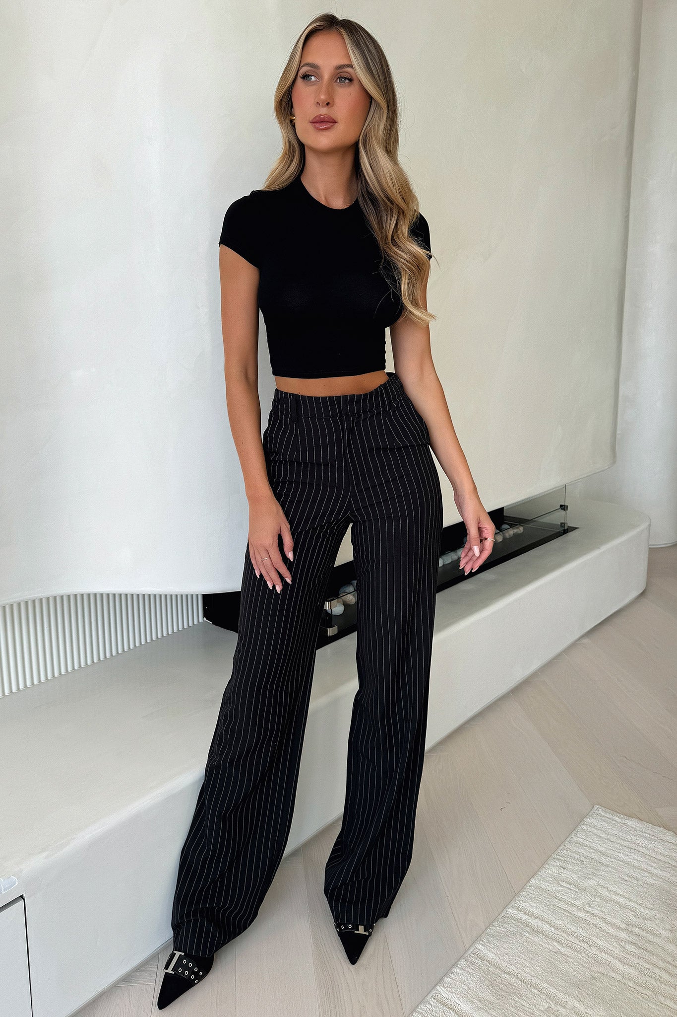Alaric Black Pinstripe Dress Pants for Tall Men - Formal Office Wear & Business Attire for Professional Occasions