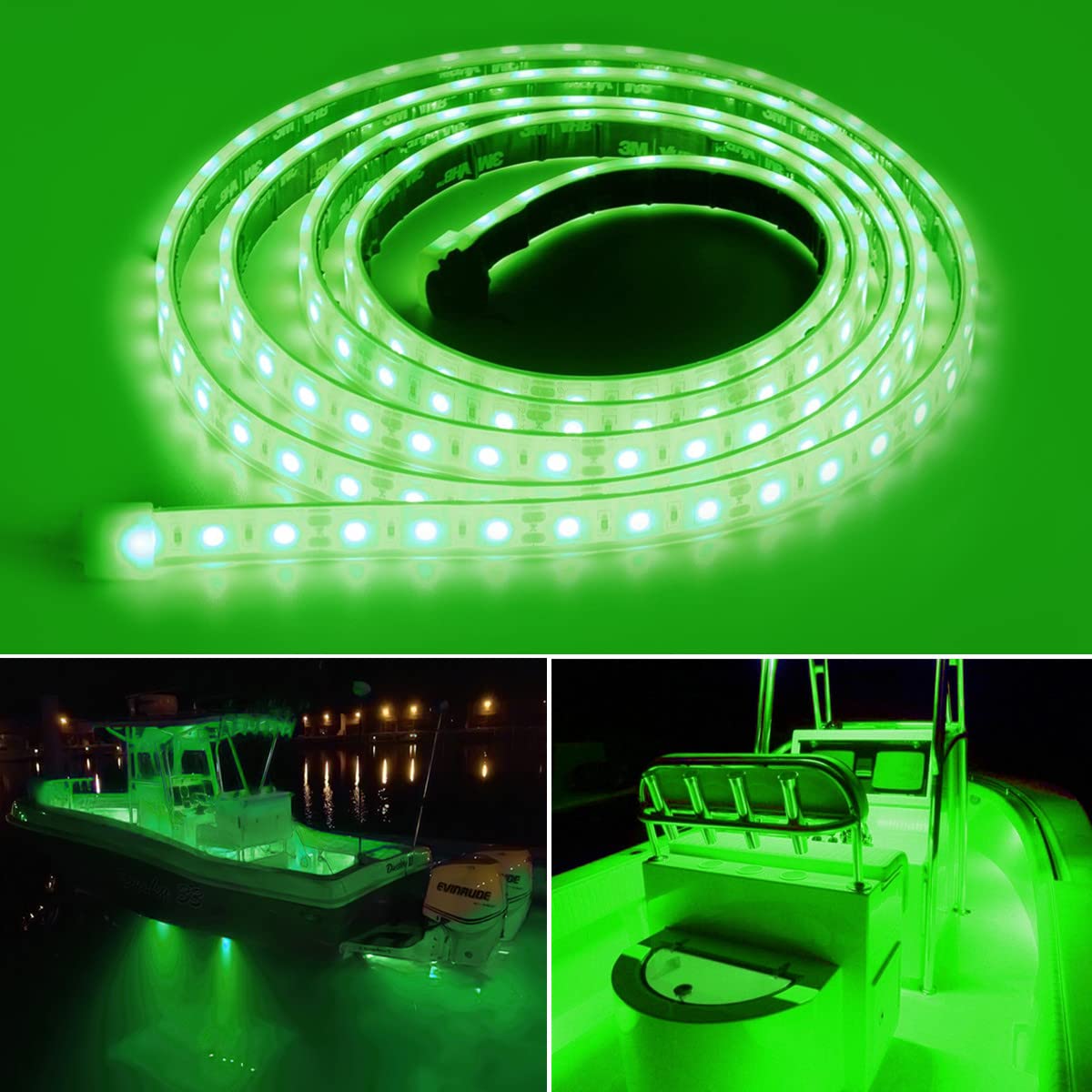 12V 6FT Marine Submersible LED Strip Lights - IP68 Waterproof Underwater Boat Lighting for Pontoon, Kayak & Fishing | Deck & Interior Courtesy Lights | Perfect for Night Fishing & Boating Safety