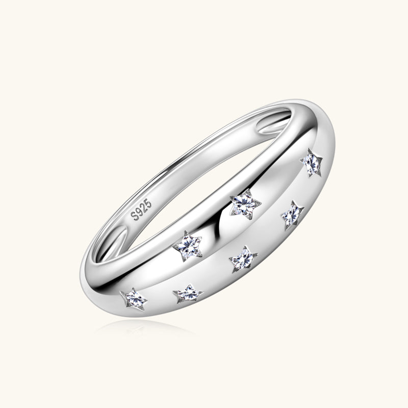 Starry Sky Premium Moissanite Wedding Ring for Women - 14K White Gold Engagement Band with Sparkling Stones - Perfect for Proposals, Anniversaries & Bridal Jewelry