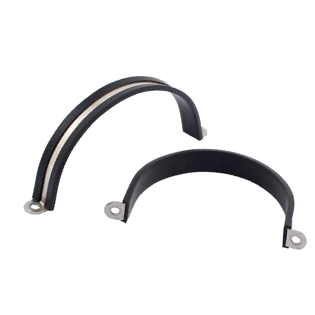 X-DREE 2Pcs 90mm Diameter Rubber Lined U-Shaped Stainless Steel Hose Pipe Clamps for Water, Fuel & Air Lines - Heavy Duty Cable Clips for Automotive, Marine & Industrial Use
