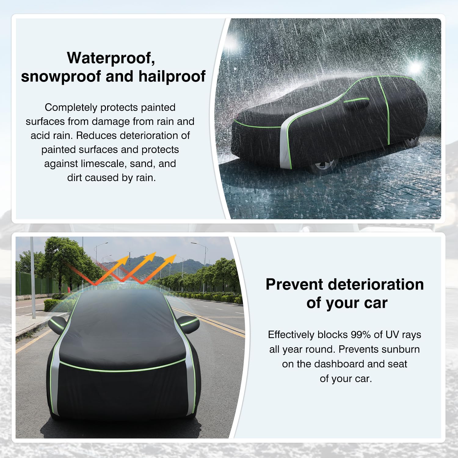 Premium All-Weather Car Cover for Toyota Corolla 2000-2025 - Waterproof, UV Protection, Reflective Strips & Zipper Access - Perfect for Outdoor Parking, Snow, Rain & Sun Protection