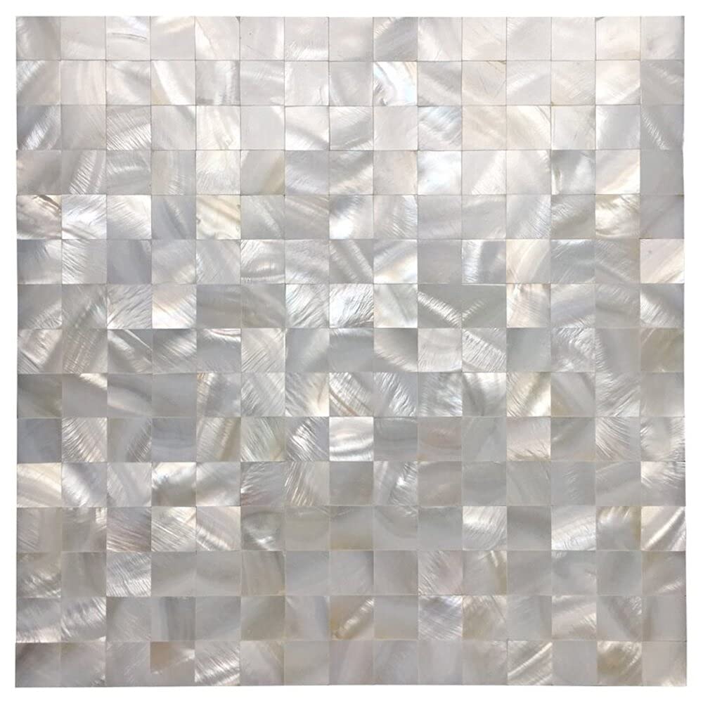 Premium Seamless Square Mother of Pearl Mosaic Tiles - 10 Sheets Box - White Pearl Backsplash for Kitchen, Bathroom, Fireplace - Waterproof & Heat Resistant - Perfect for Home Renovation, Accent Walls, and DIY Projects