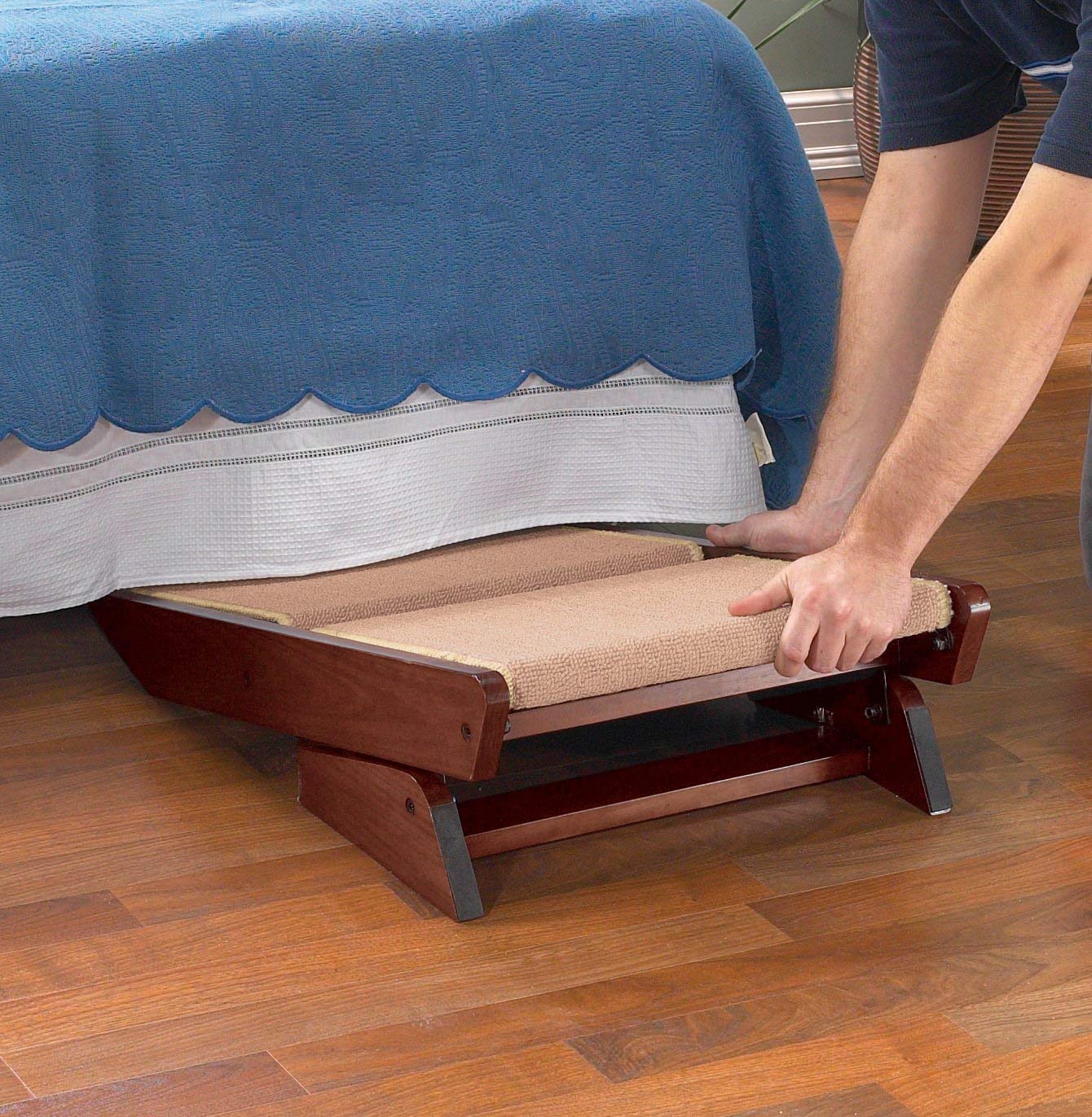**3-Step Pine Dog Ramp with Steps - Sturdy Brown Wooden Pet Stairs for Small & Medium Dogs - Perfect for Couches, Beds & Cars**