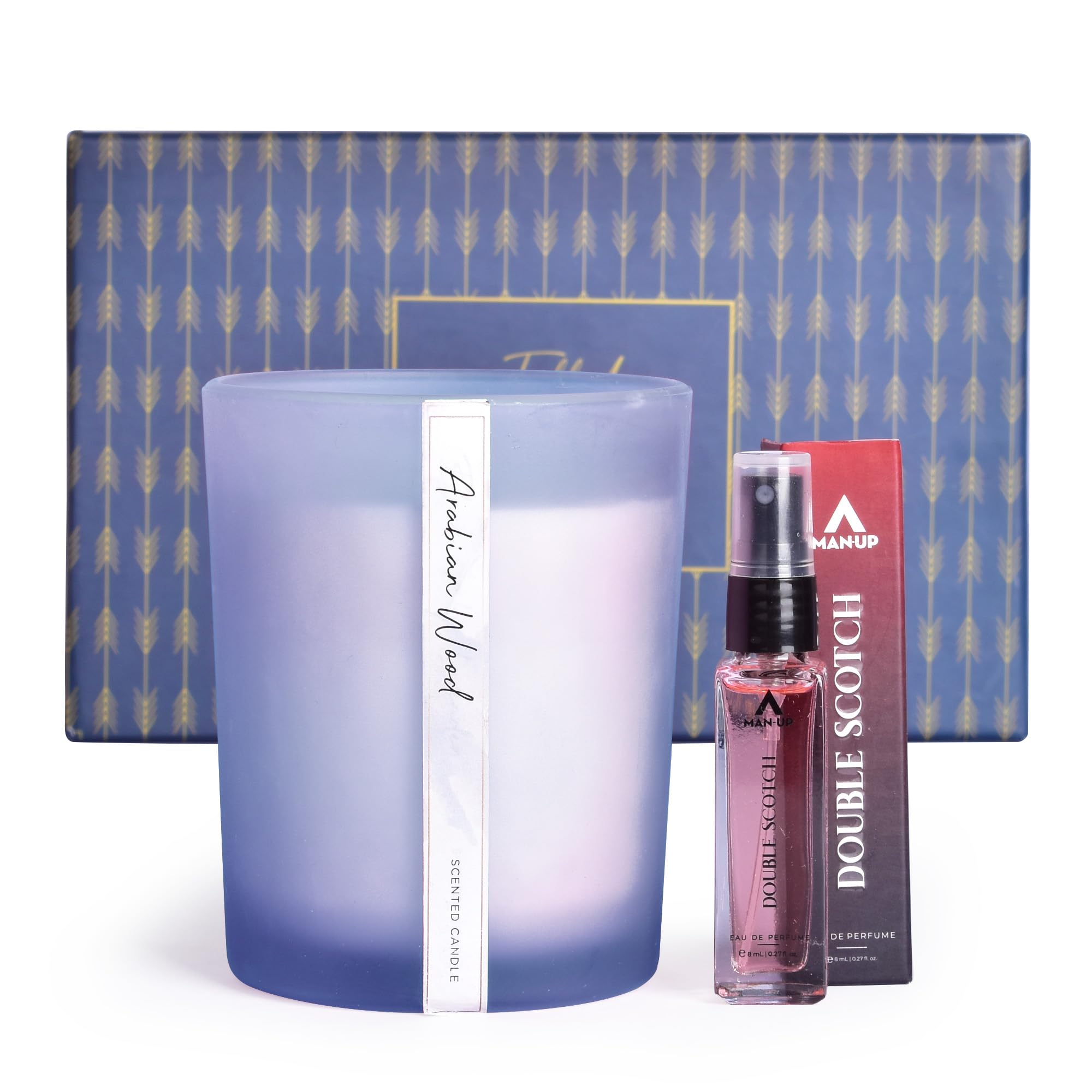 Gleevers Luxury Men's Birthday Gift Set - 2 Pack with Double Scotch Cologne (8ml) & Arabian Wood Scented Candle (250g) | Perfect Anniversary Gift for Husband, Valentine's Present for Boyfriend, Birthday Surprise for Brother | Romantic Date Nights, Special Occasions & Thoughtful Gifting