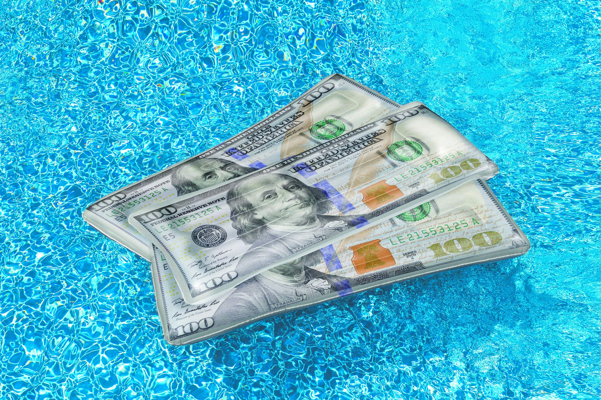 SWIMLINE Inflatable Pool Float Lounger Raft Mattress - Grey Ben Franklin Cool Cash Design for Ultimate Relaxation, Perfect for Pool Parties, Beach Days, and Summer Fun