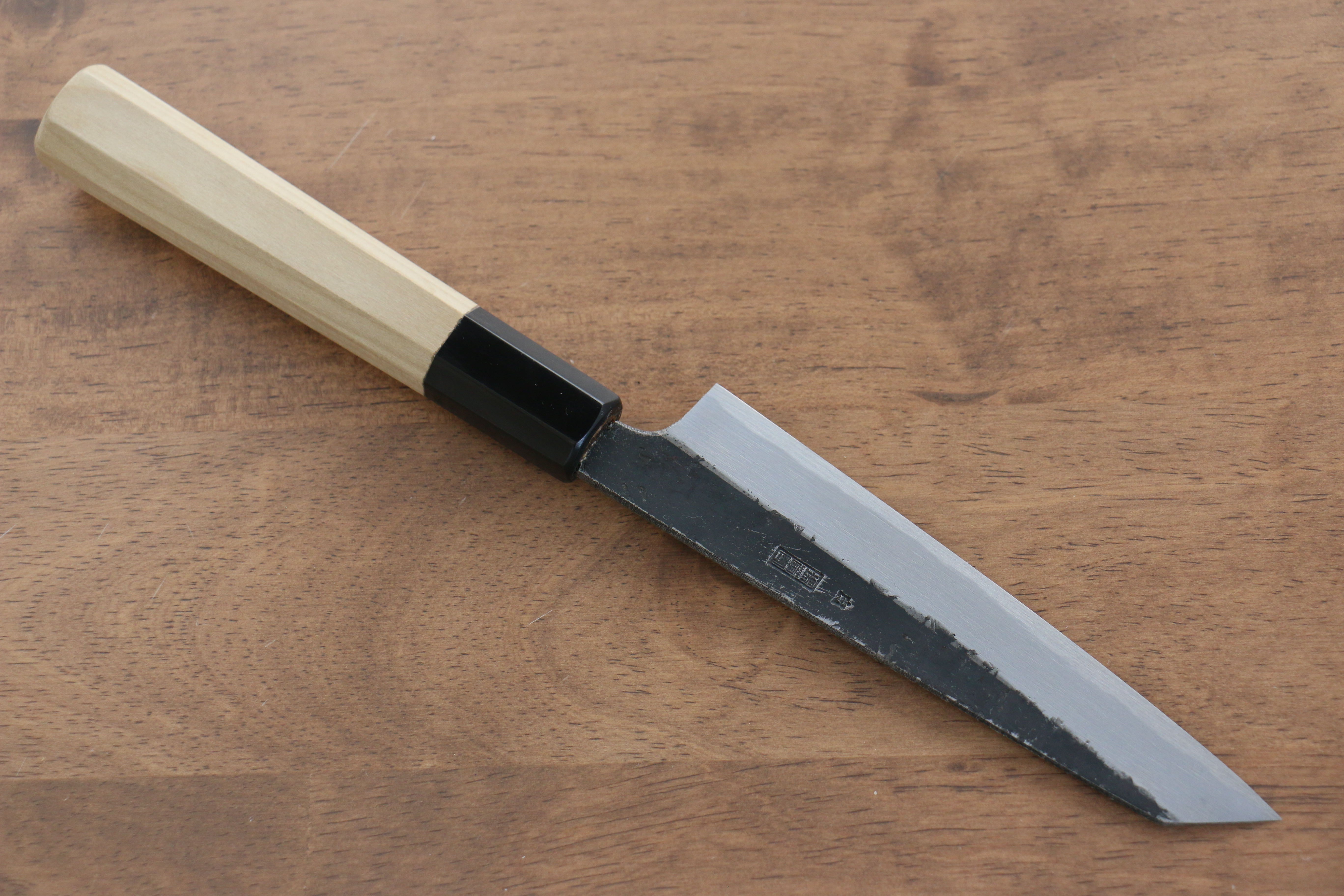 Premium Kikuzuki White Steel No.2 Black Kiritsuke Petty Knife 135mm - Magnolia Wood Handle - Japanese Kitchen Utility Knife for Slicing, Chopping & Precision Cutting - Perfect for Chefs & Home Cooks