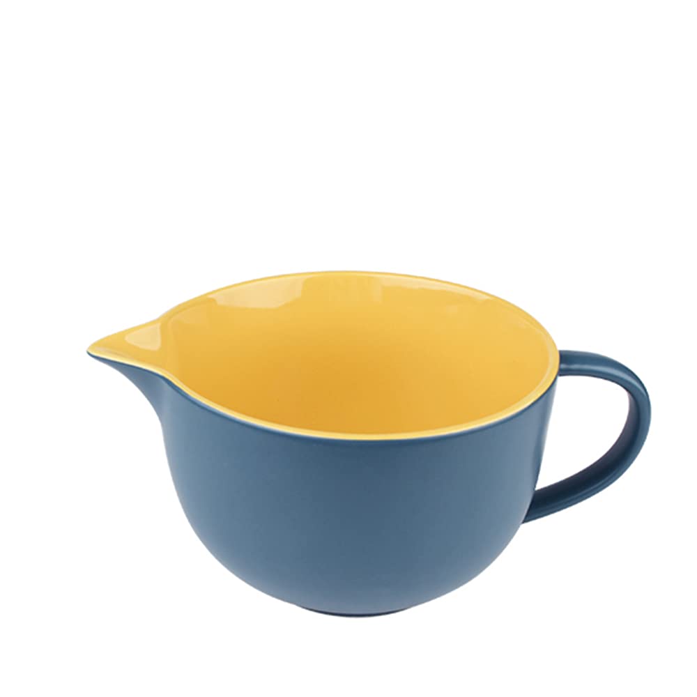 Gaolinci 1 Quart Ceramic Mixing Bowl with Contrast Colors, Pouring Spout & Handle - Perfect for Baking, Cooking & Food Prep in Modern Kitchens