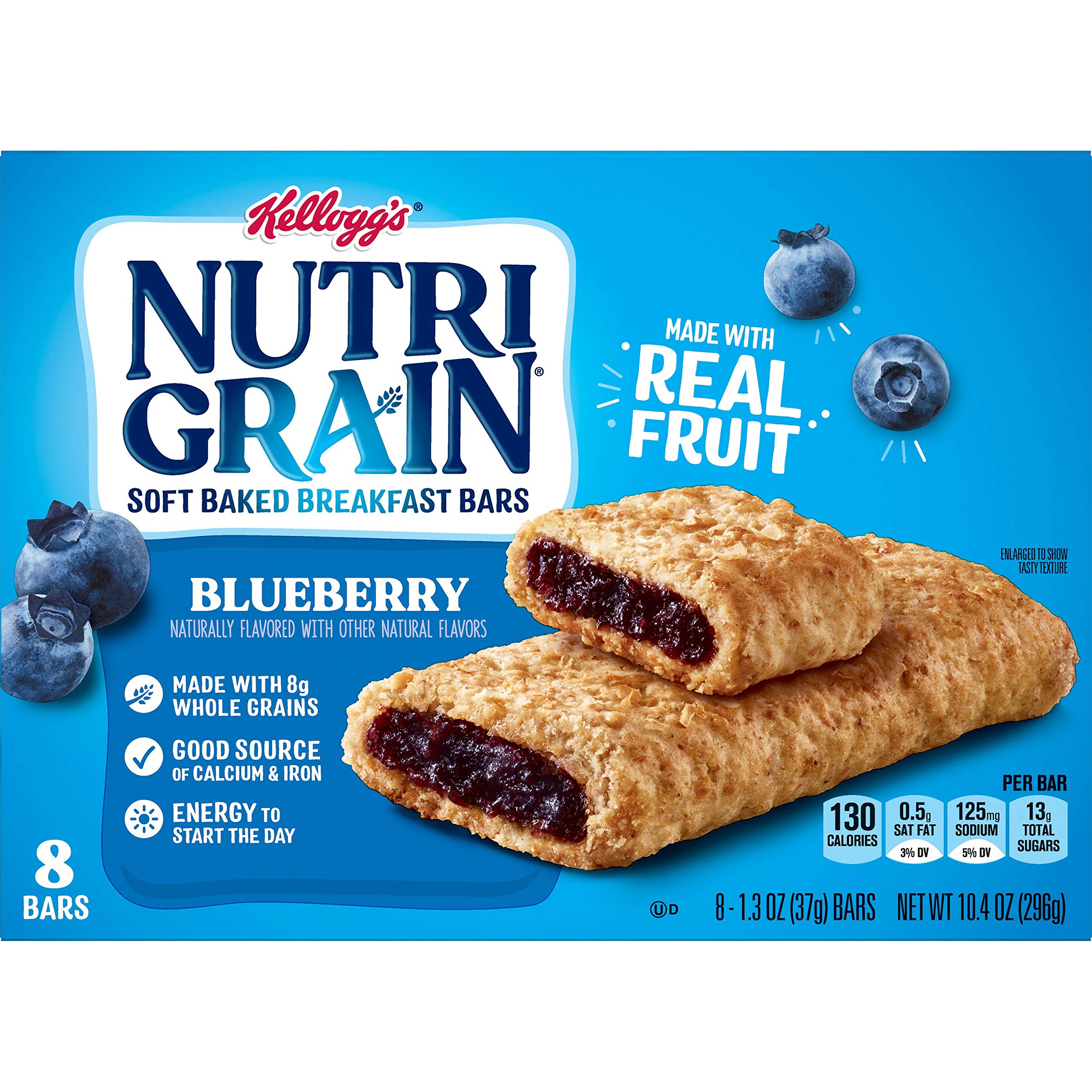 Nutri-Grain Soft Baked Breakfast Bars - Healthy Whole Grain Blueberry Snacks for Kids (6 Boxes, 48 Count) | Perfect for School Lunches, After-School Treats & On-the-Go Nutrition