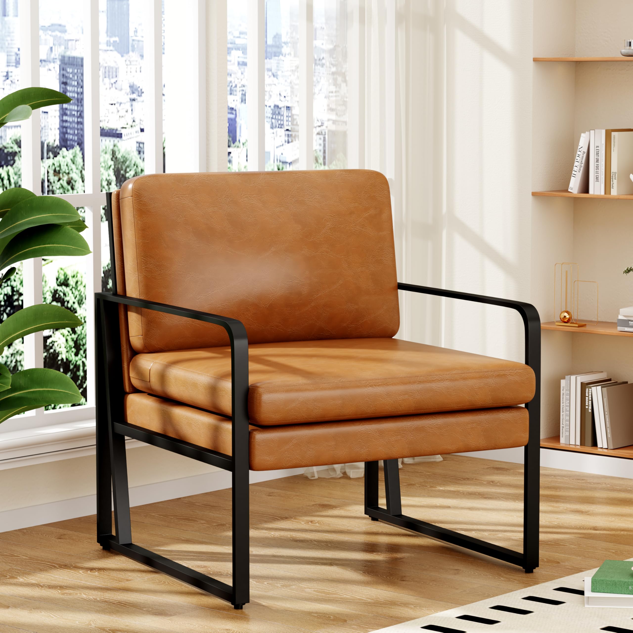 ALISH Modern Upholstered Accent Chair with Metal Legs - Linen Armchair for Living Room, Bedroom & Reading Nook - Comfortable Lounge Chair for Home Decor