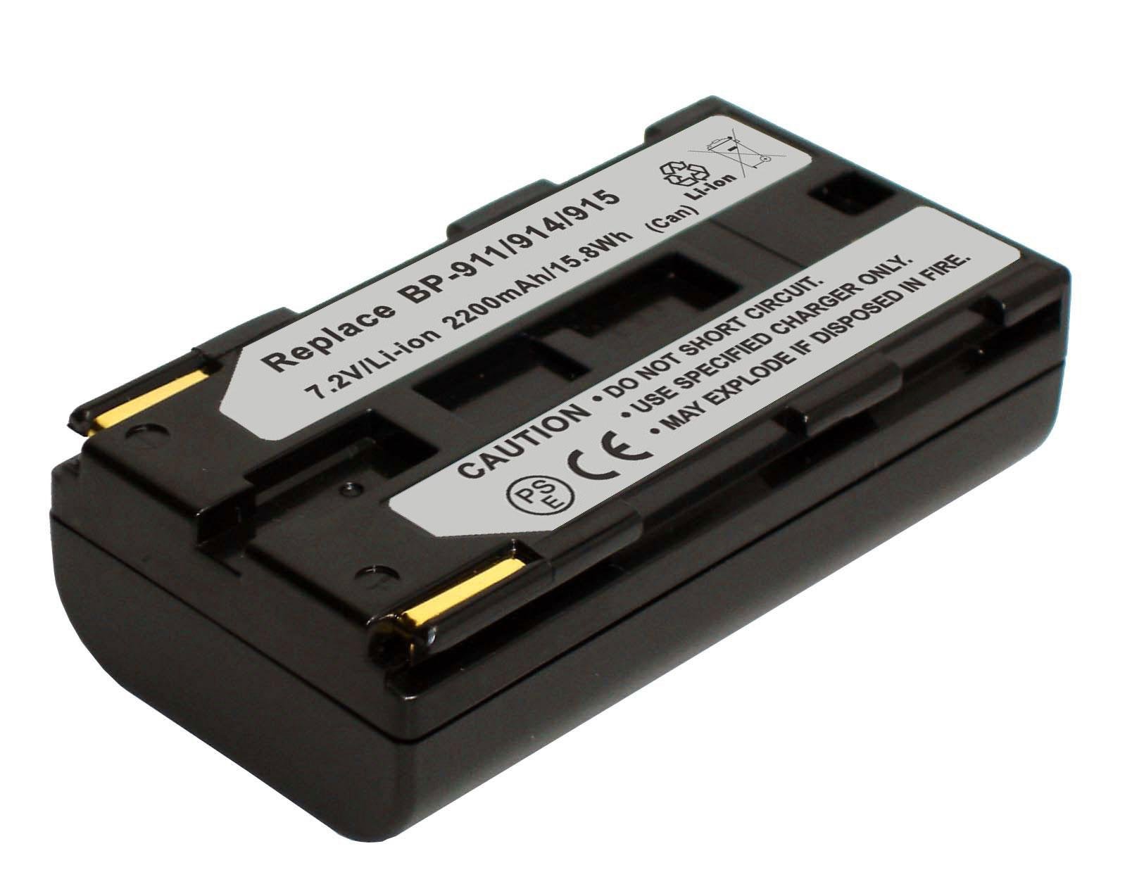 PowerSmart 7.2V 2200mAh Li-ion Replacement Battery for Canon BP-911, BP-911K, BP-914, BP-915 - Compatible with CANON C2, DM-MV1, DM-MV10, E1, E2, E30, FV1, GL1, GL2, Optura Pi, Optura, Ultura, Vistura, XL H1A, XL H1S Camcorders - Perfect for Travel, Vlogging, and Professional Videography