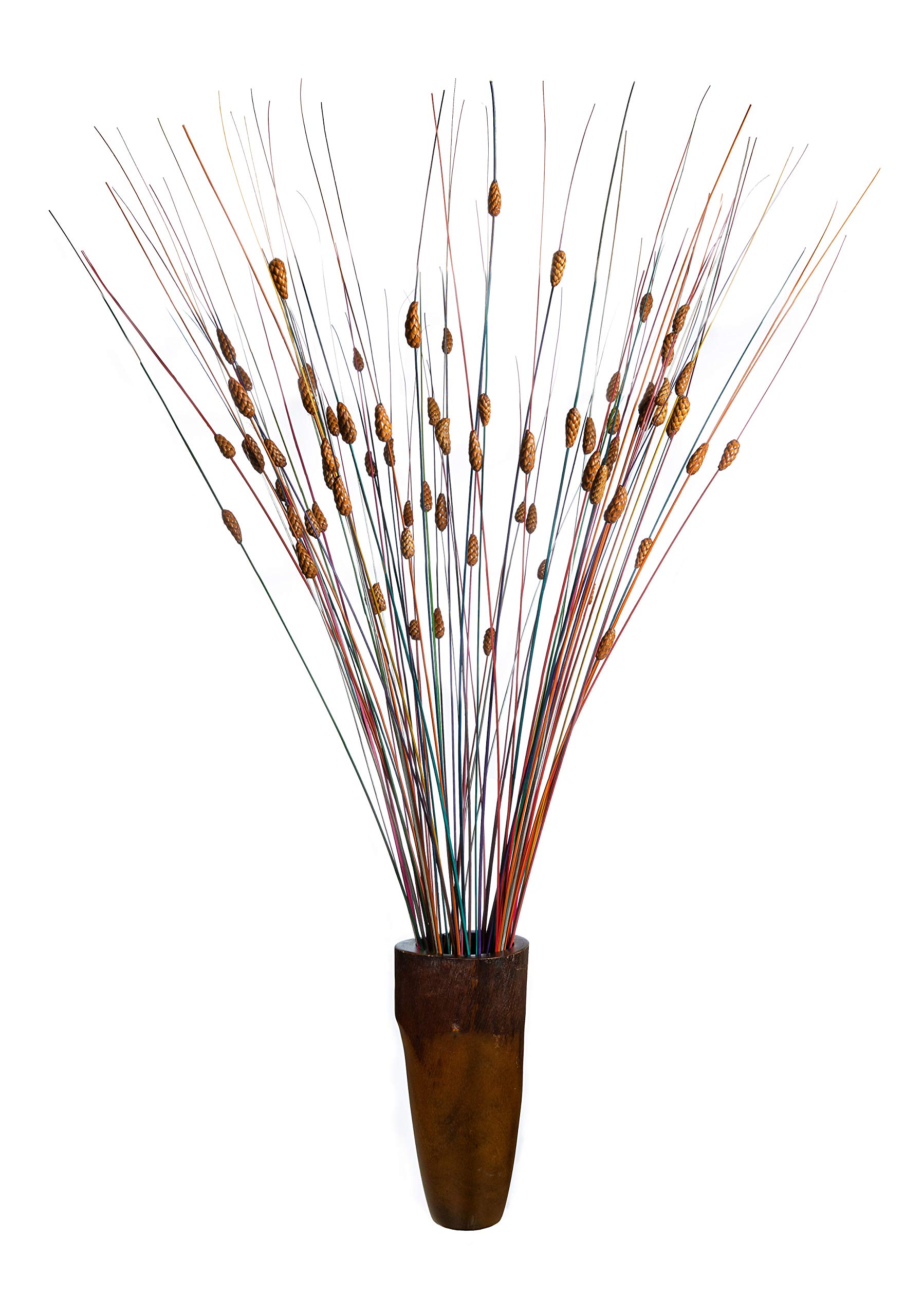 BarakaCreations Natural Tall Raffia Palm Branches with Raffia Cones - 25 pcs 4-5 Feet Vase Fillers for Wedding Centerpieces, Home Decor & Tropical Party Decorations