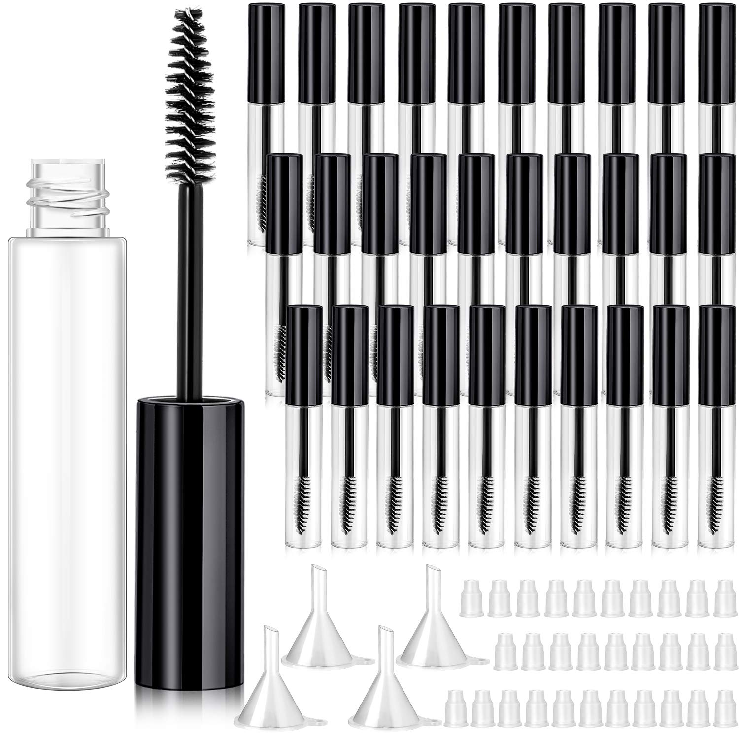 10ml Refillable Mascara Tubes with Wands & Funnels for DIY Cosmetics & Castor Oil