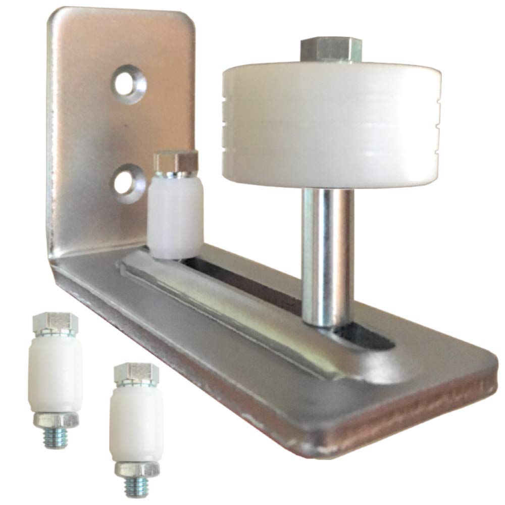 Premium BARN Door Floor Guide - Nickel/Stainless/Chrome - Wall Mounted Roller Stay for Smooth Sliding - Home & Office Use