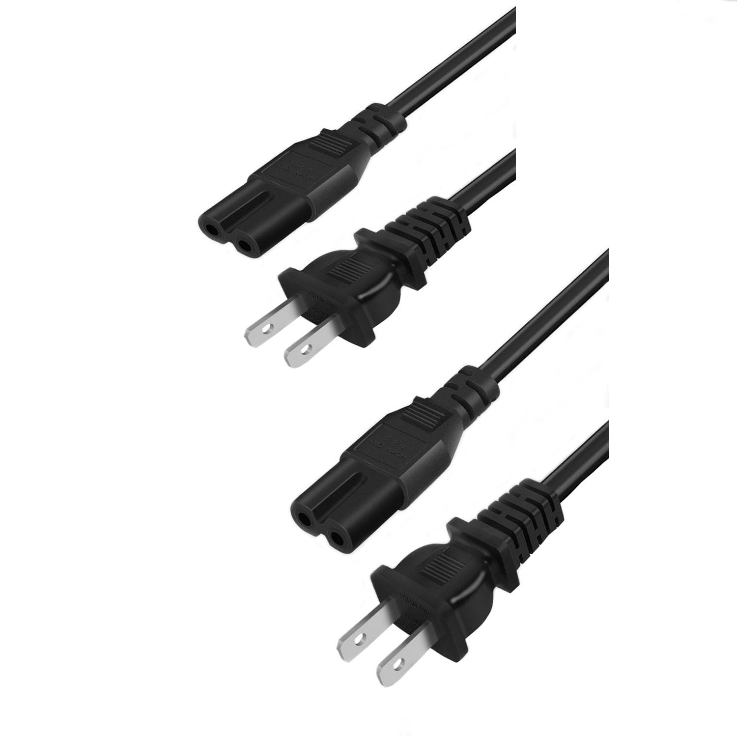 2-Pack 6.5Ft Universal AC Power Cord for TV, Monitor, PS3/PS4/PS5, Xbox Series, Speakers & Printers - Perfect for Gaming Setups & Home Office Electronics
