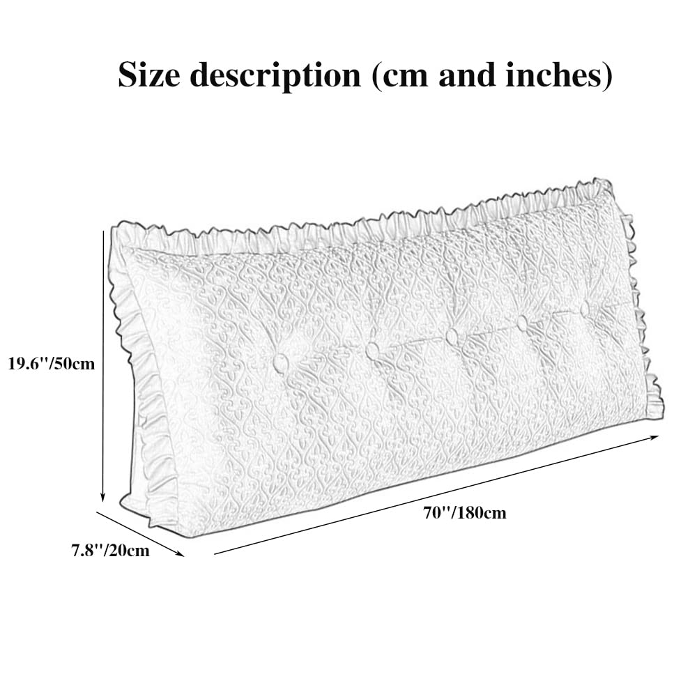 **Large Soft Reading Bed Rest Pillow - 70inch/180cm Grey Wedge Cushion with Headboard & Lumbar Support for Dorm, Daybed, or Full Size Bed - Perfect for Reading, Relaxing, and Back Pain Relief**