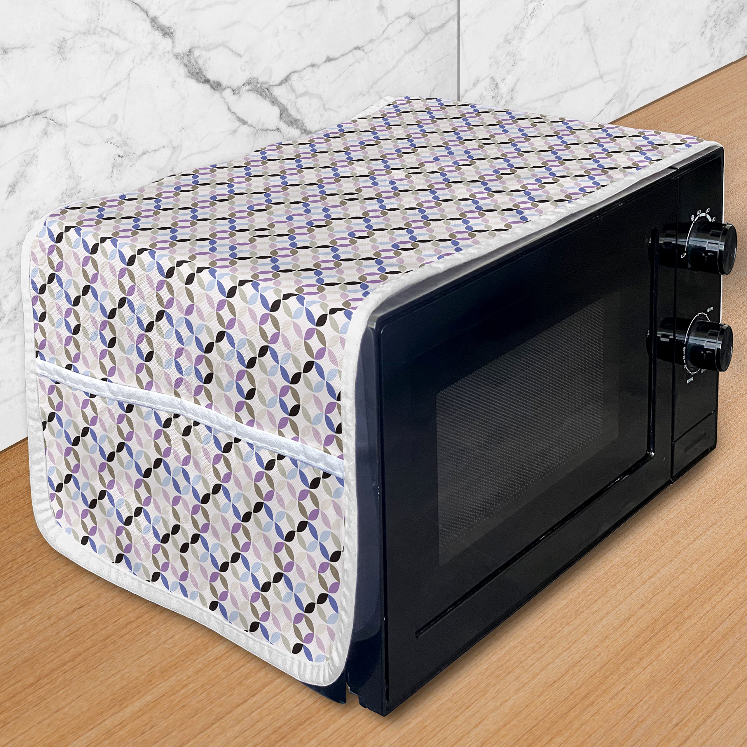 Ambesonne Geometric Circle Microwave Oven Cover - Waterproof Kitchen Organizer with Pockets, 36
