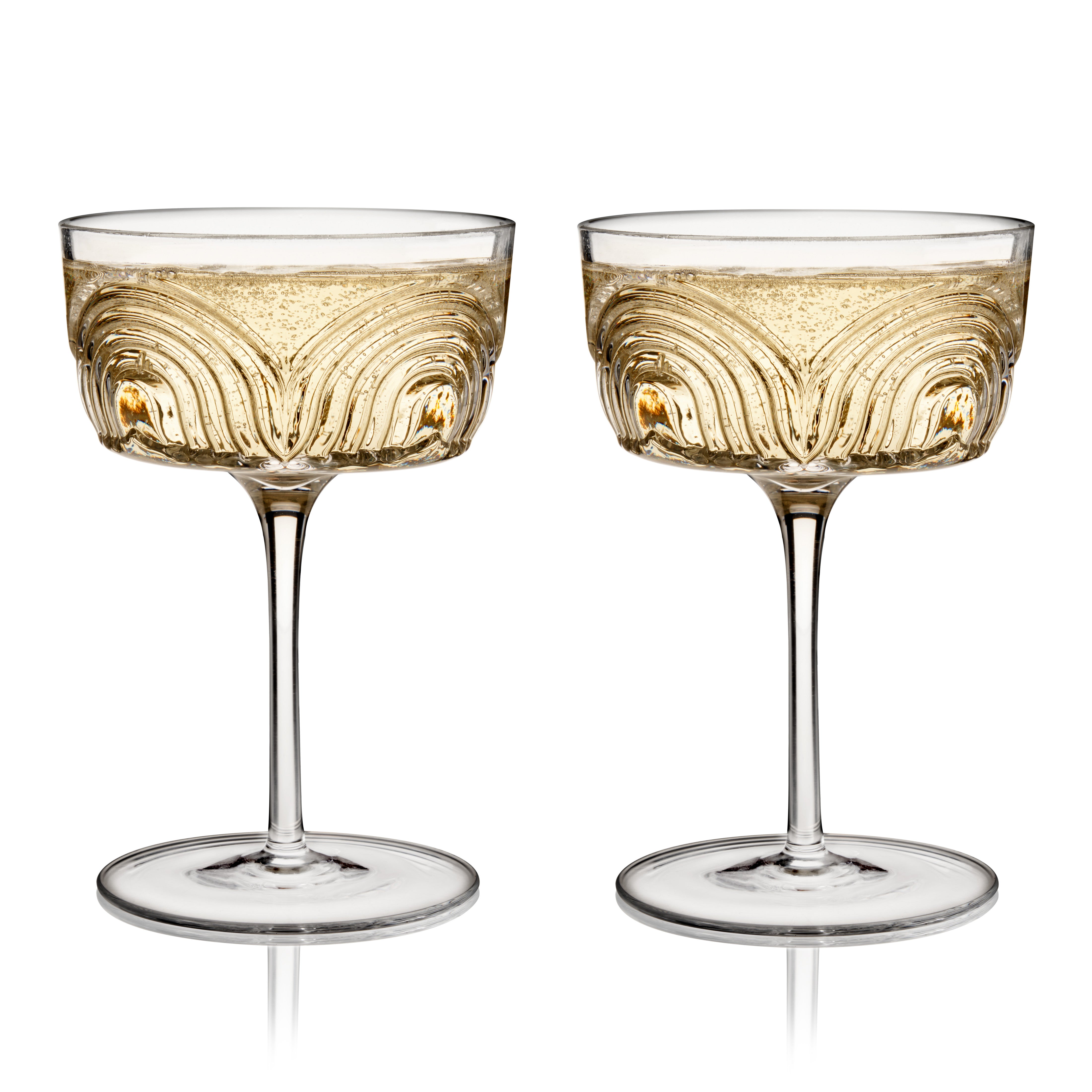 Beau Crystal Cocktail Coupes - Elegant 12oz Champagne Glasses Set of 4 for Wedding, Party & Home Bar - Premium Lead-Free Glassware for Sparkling Wine, Martini & Dessert Serving