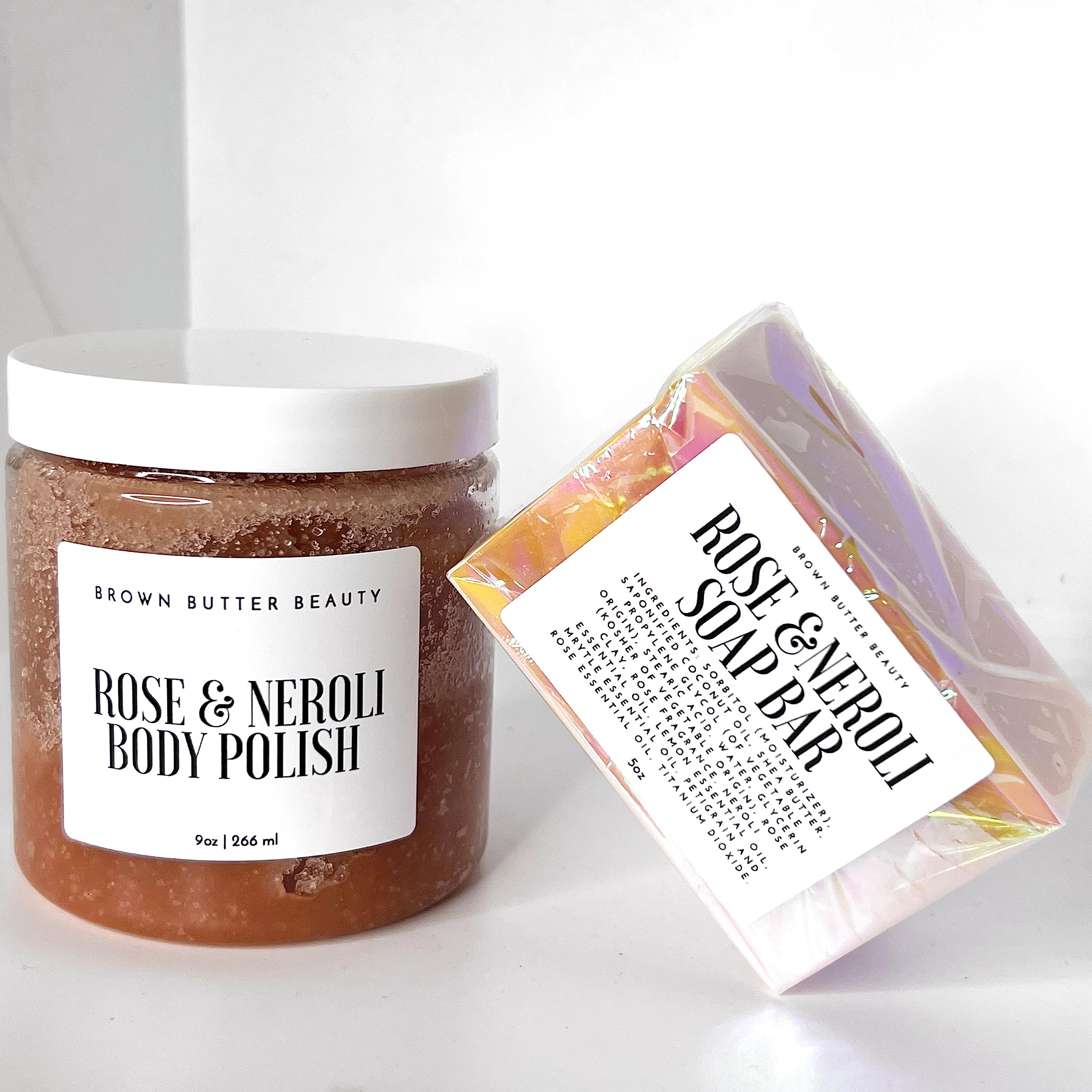 Natural Rose Body Scrub & Soap Bar Set - Relaxing Spa Gift for Women | Birthday, Christmas & Holiday Present | Moisturizing Bath & Body Care for Self-Care & Gifting