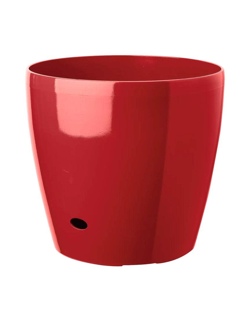 Viva Self-Watering Rolling Planter - 17 Inch Round Large Flower Pot for Indoor & Outdoor Plants - Red - Perfect for Home Decor, Garden, Patio, and Office Spaces