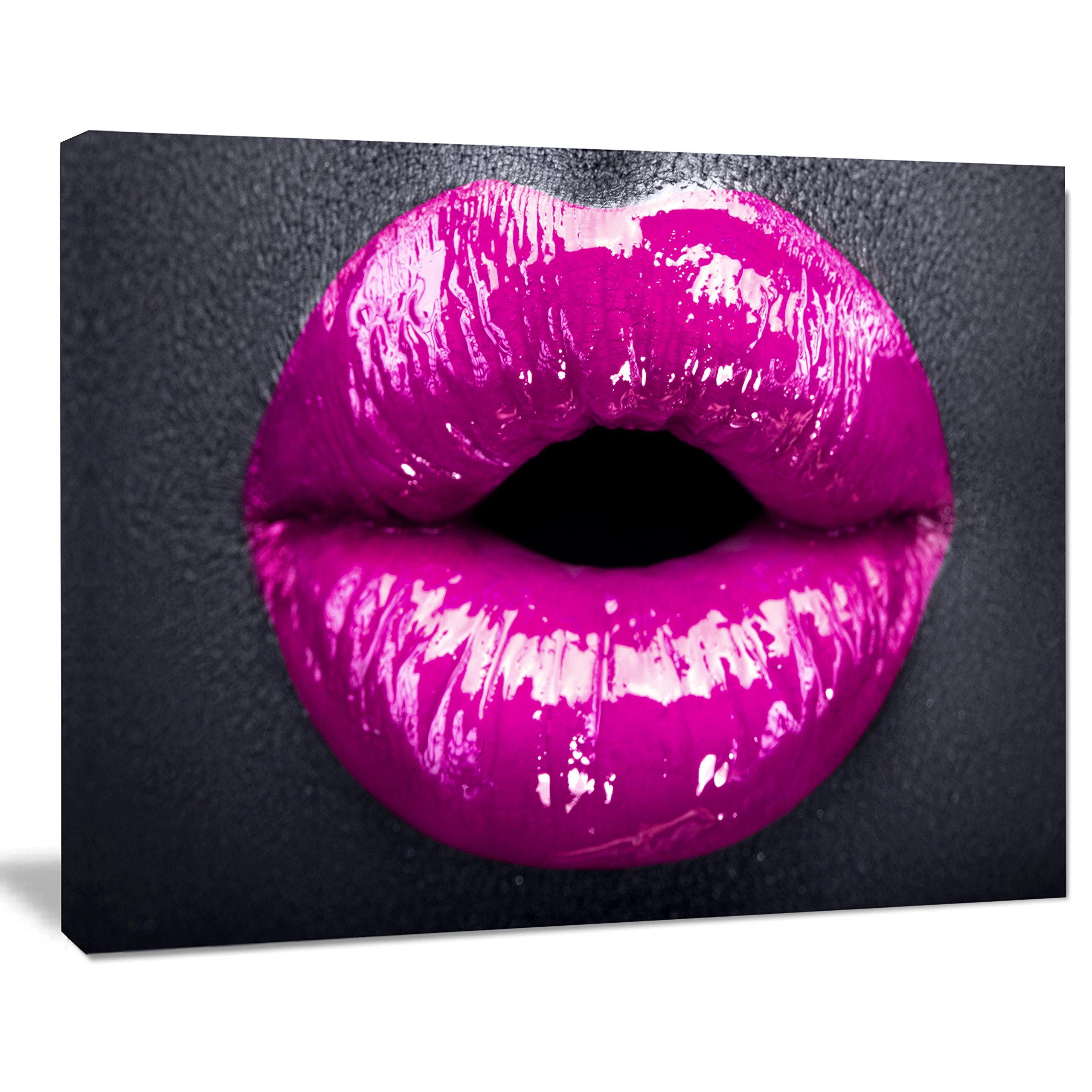 Vibrant Purple Lip Makeup Canvas Art Print - Modern Portrait Wall Decor for Living Room, Bedroom & Office