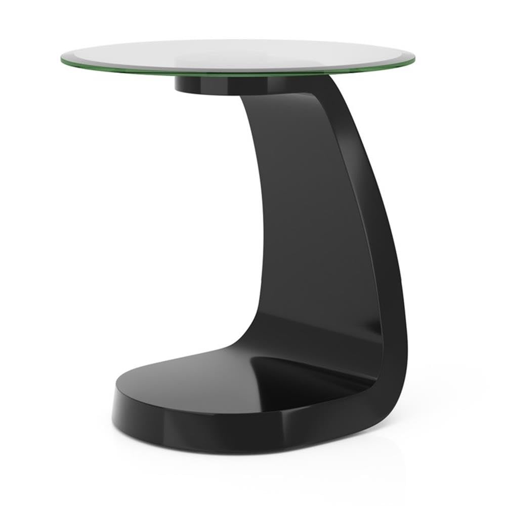 Furniture of America Pelletoni Modern Black Glass Top End Table - Stylish Side Table for Living Room, Bedroom & Office Decor