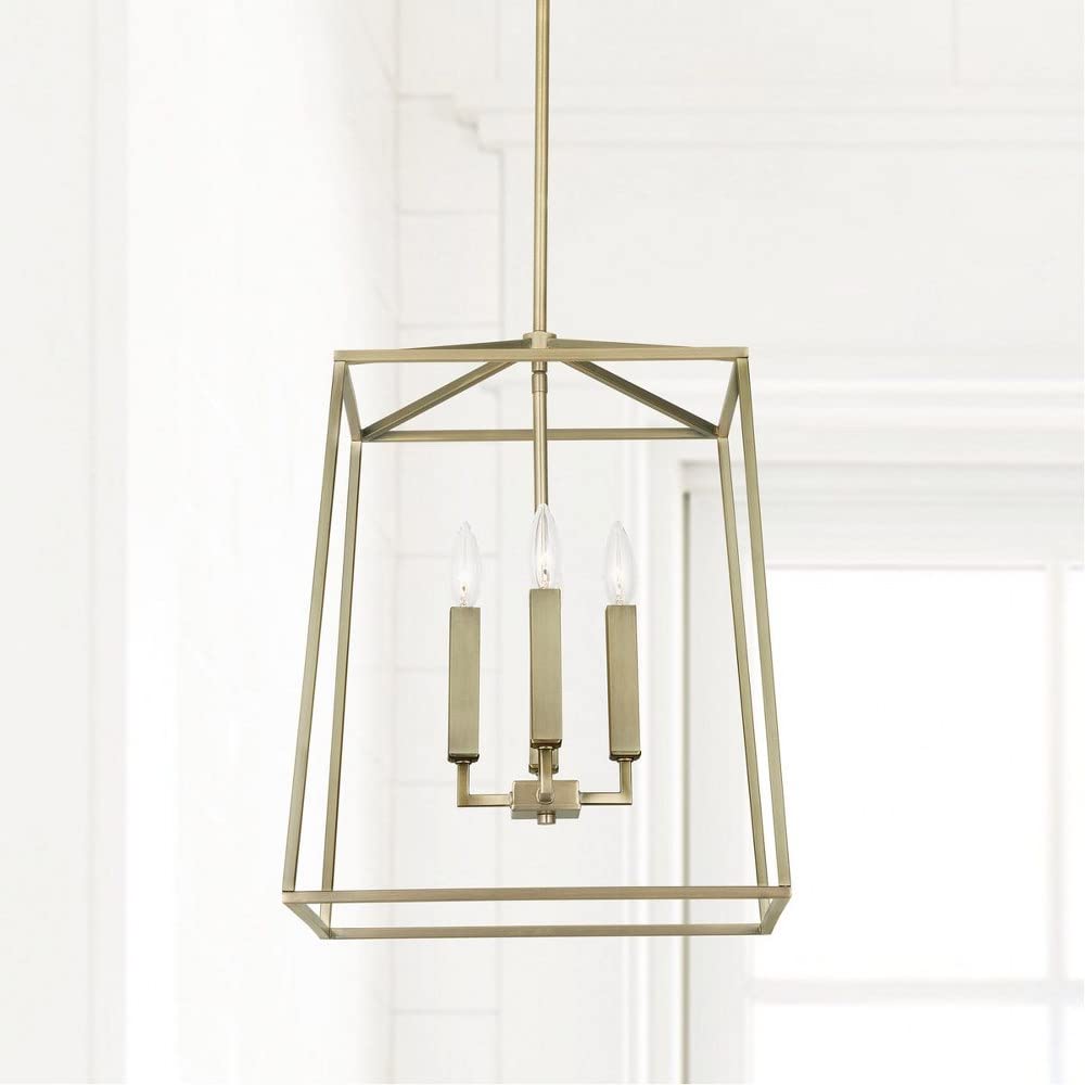 Capital Lighting 537642MB Thea Lantern Foyer Pendant Light Fixture - 4-Light 240W Matte Black Chandelier - 20