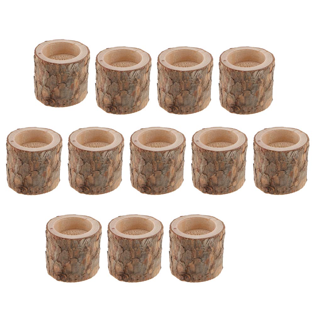 Fityle 12Pcs Handmade Wooden Tealight Candle Holders - Rustic Home Decor for Weddings, Parties & DIY Crafts | Perfect for Centerpieces, Table Settings & Holiday Decorations