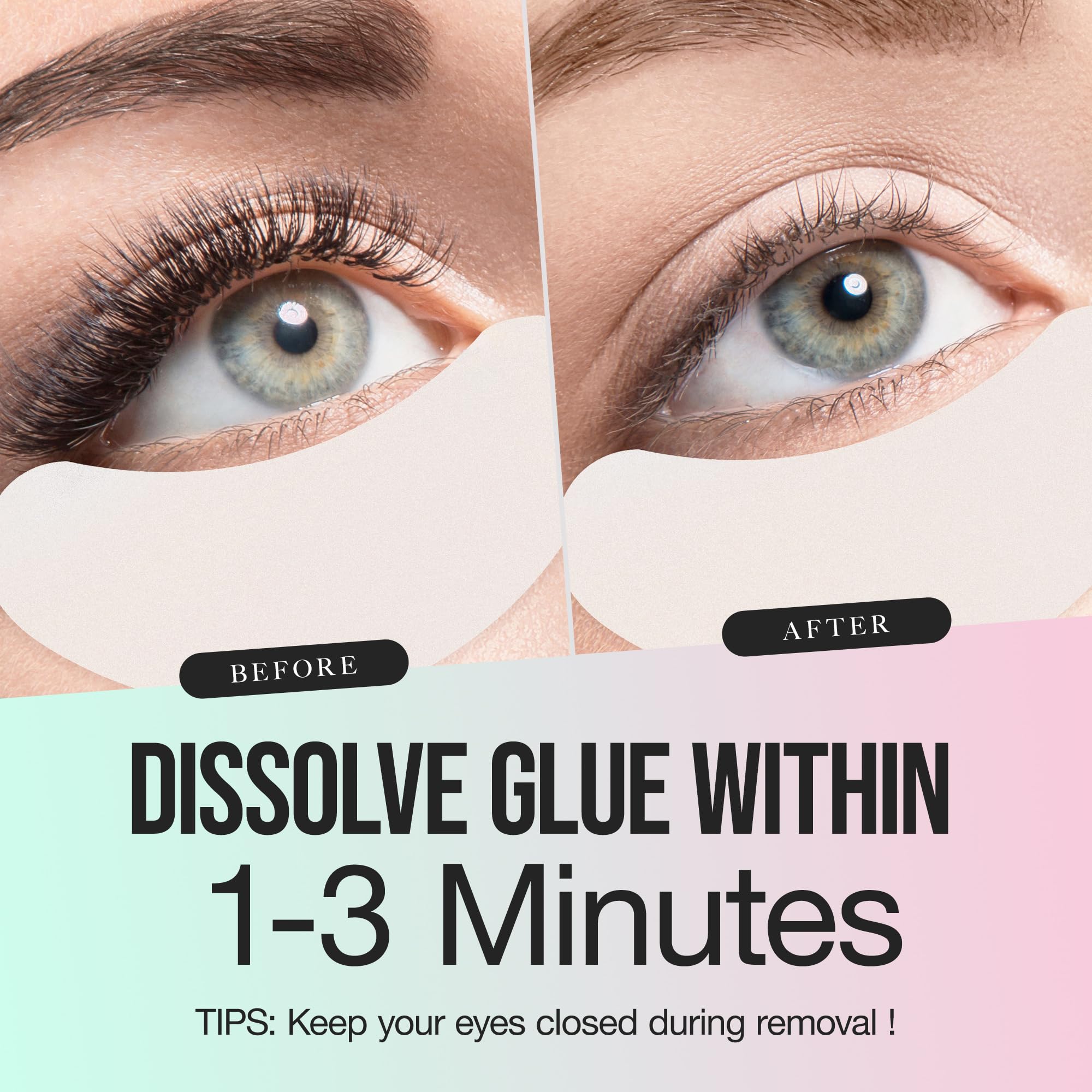LASHVIEW Gentle Aloe Vera Eyelash Extension Remover Cream - 10g Lash Removal Kit with Eye Patches & Cotton Swabs | Safe for Professional Salon & Home Use
