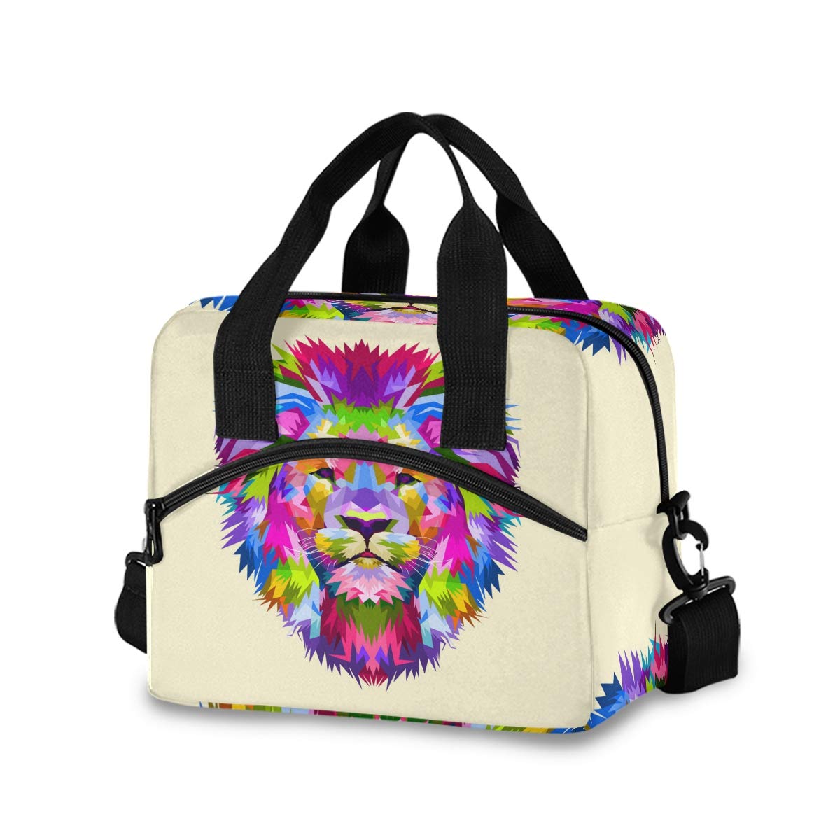 Insulated Lion Mascot Lunch Bag for Women & Men - Reusable Cooler Tote with Detachable Shoulder Strap for Work, School & Picnic | Cute Animal Design Lunch Box for Office, College & Outdoor Activities