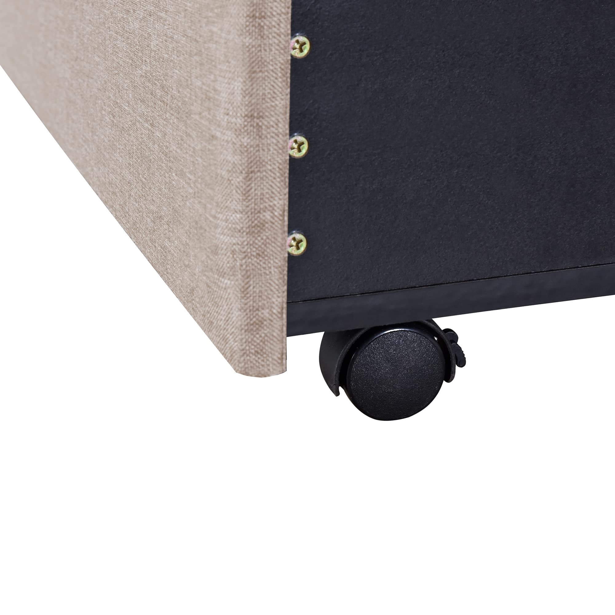 Merax Queen Size Linen Upholstered Platform Bed with 3 Storage Drawers & Headboard - No Box Spring Needed, Beige Modern Bed Frame for Small Space Bedroom, Guest Room & Apartment