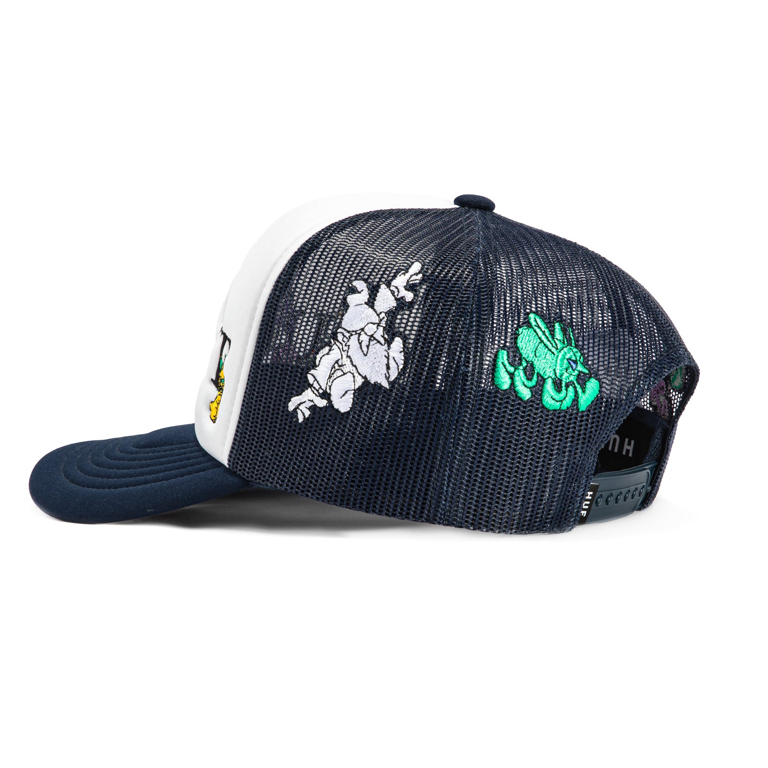 HUF F**k it Trip Foam Front Trucker Snapback Hat - White & Navy | Adjustable Baseball Cap for Men & Women | Streetwear Fashion & Casual Outfits